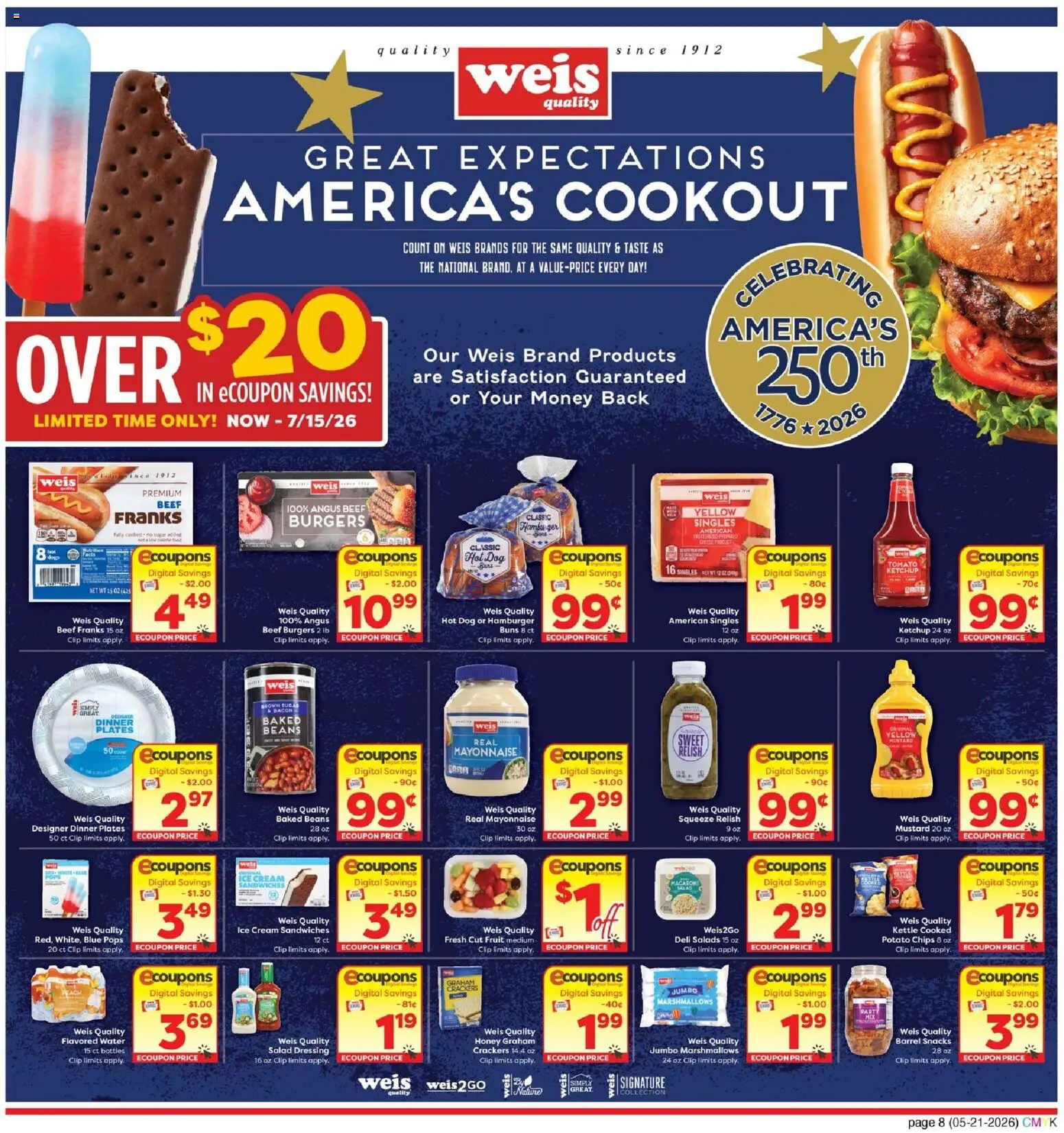 Weis Monthly Savings - valid from 21.05.2026 | Page: 8 | Products: Clip, Cream, Salad, Water