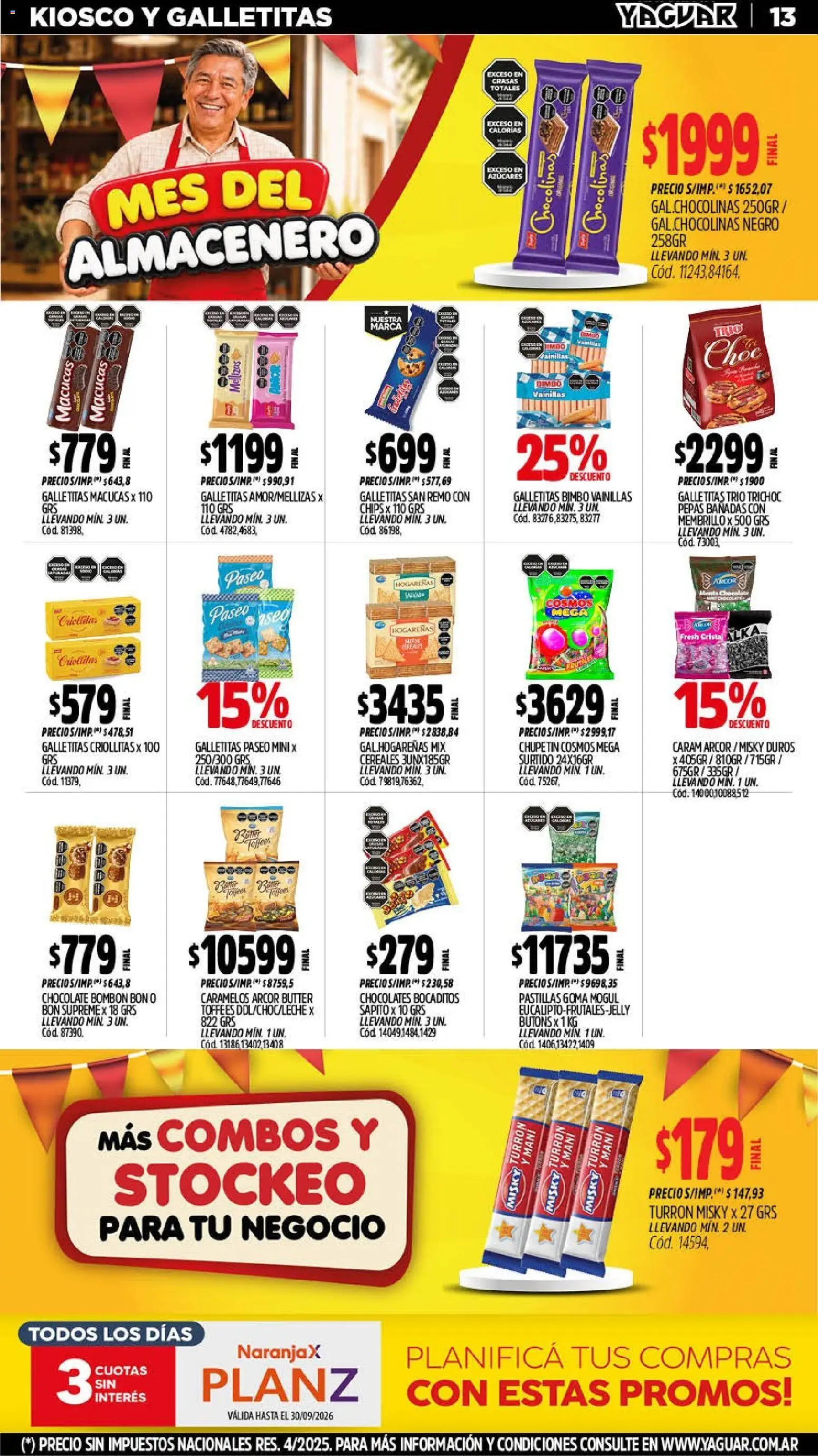 Yaguar - Oferta Semanal Jujuy │ válido desde el 14/09/2026 | Página: 12 | Productos: Galletitas, Mani, Chocolate, Cereales