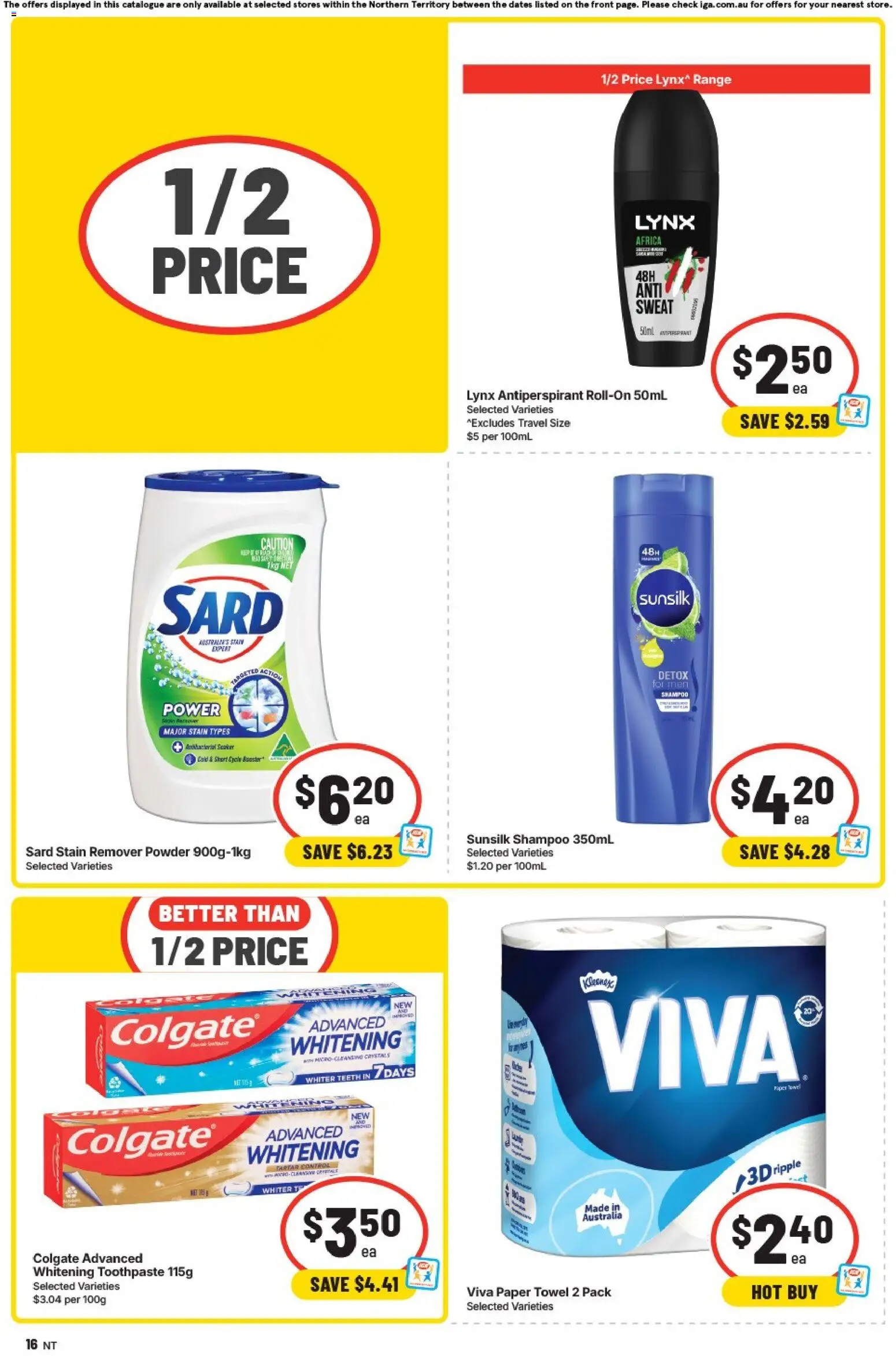 IGA catalogue - valid from 05/08/2026 | Page: 16 | Products: Powder, Antiperspirant, Toothpaste, Stain remover