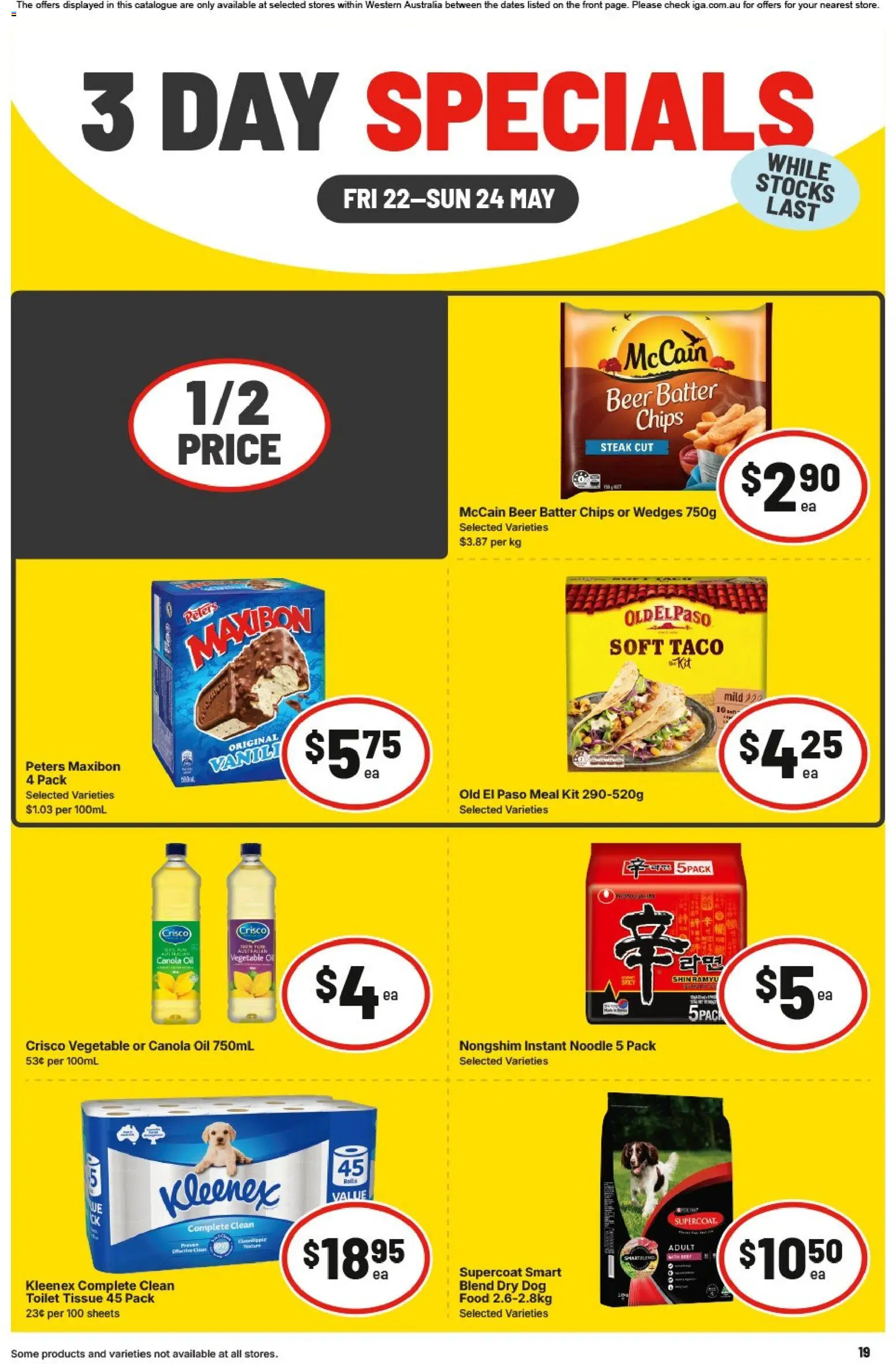 IGA catalogue - valid from 22.05.2026 | Page: 3 | Products: Oil, Beer, Chips, Steak