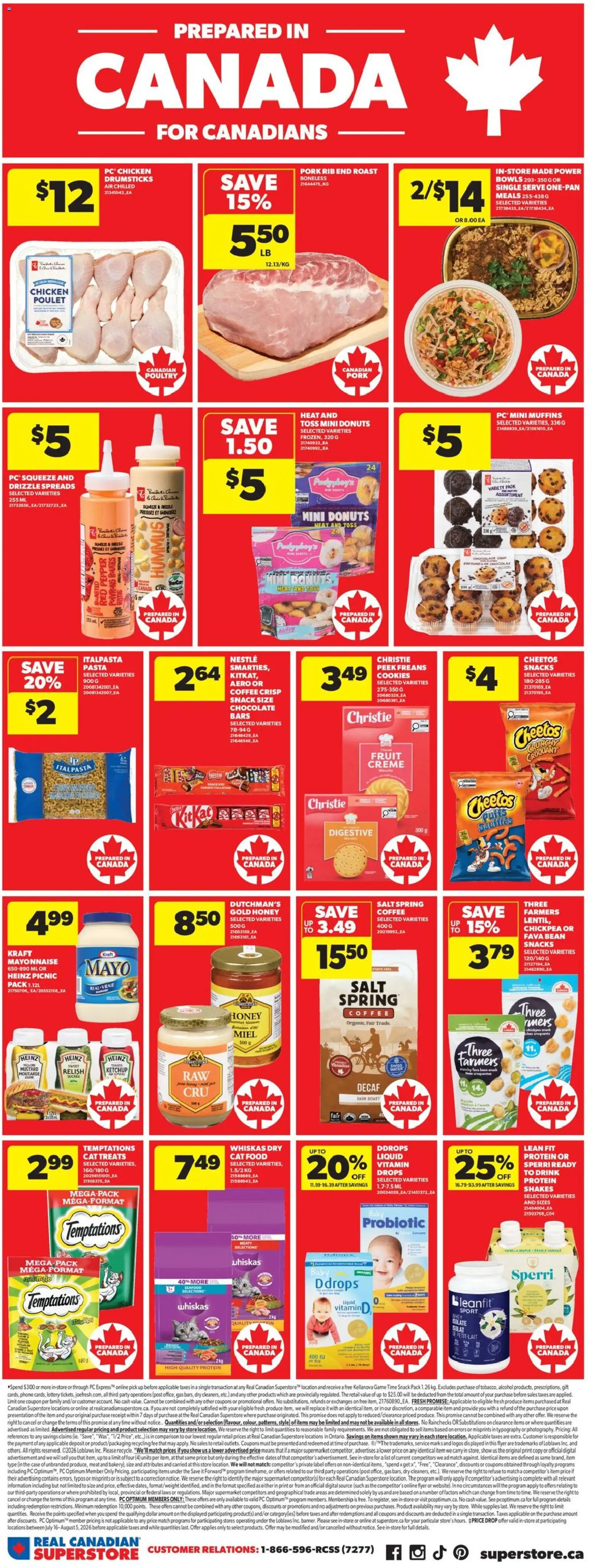 Real Canadian Superstore flyer valid from Jul 23, 2026 | Page: 7 | Products: Seafood, Roast, Matcha, Snacks
