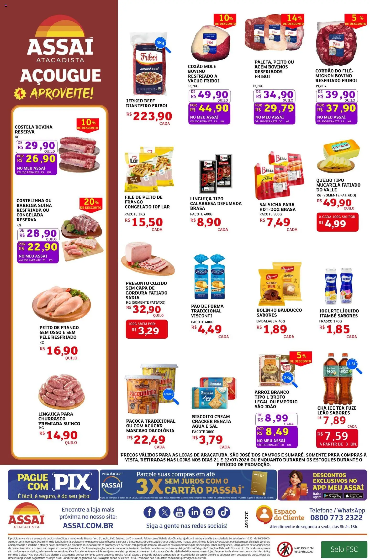 Assaí Atacadista Folheto - válido de 21/07/2026 | Página: 2 | Produtos: Biscoito, Muçarela, Telefone, Paçoca