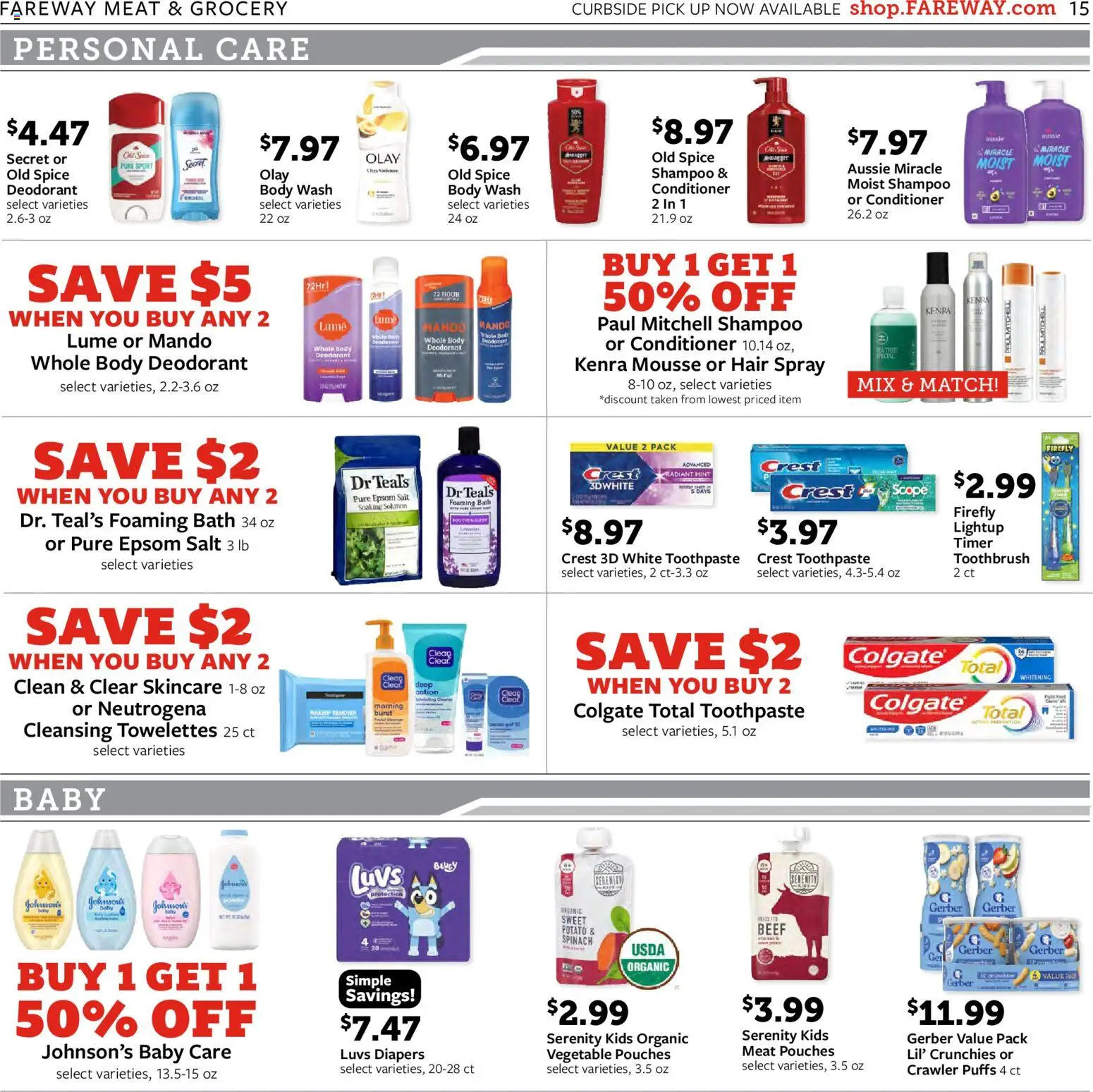 Fareway Weekly Ad - valid from 08/24/2026 | Page: 15 | Products: Spinach, Bath, Shampoo, Deodorant