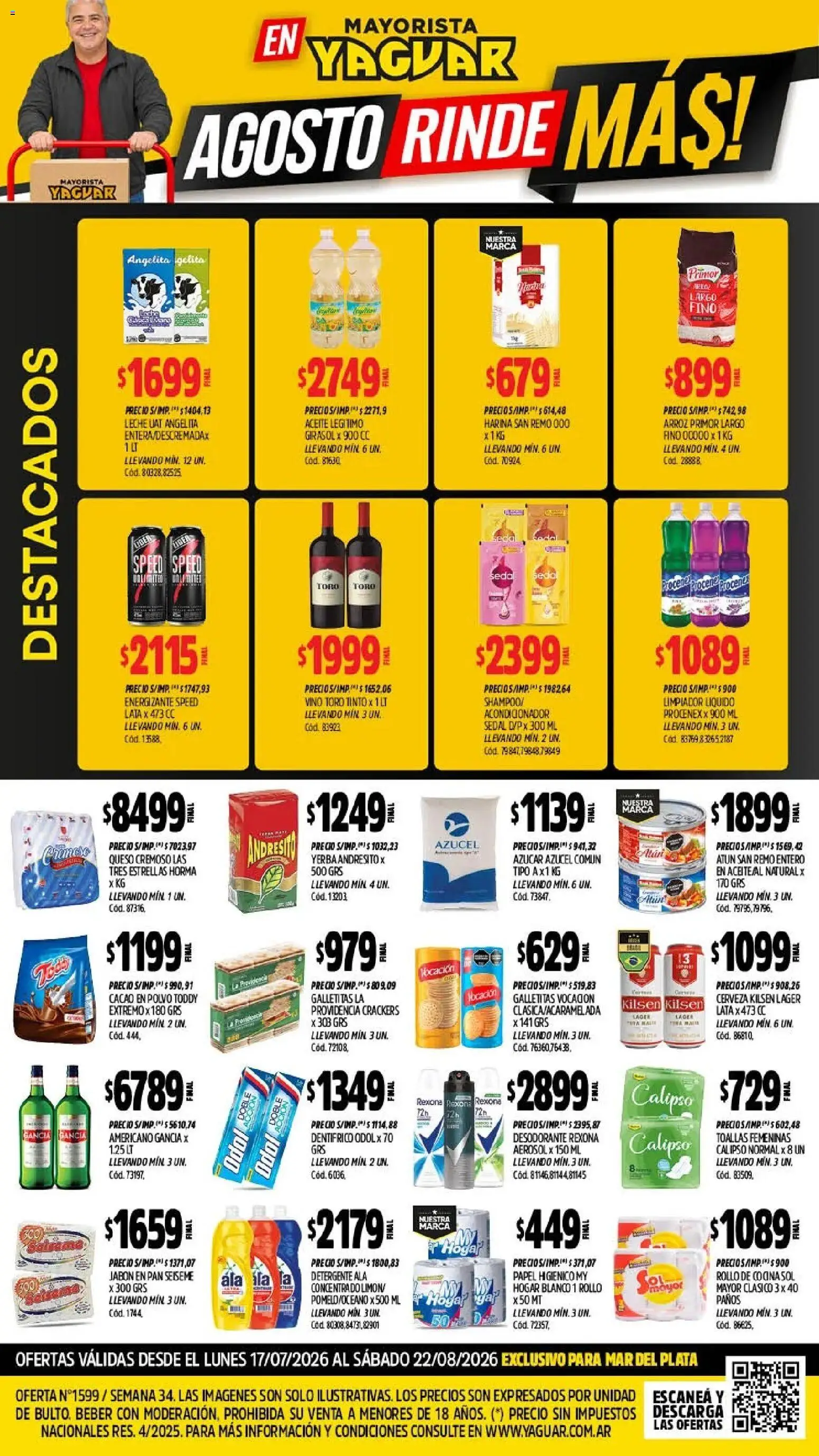 Yaguar - Oferta Semanal Mar del Plata │ válido desde el 17/07/2026 | Página: 1 | Productos: Galletitas, Acondicionador, Cacao, Limpiador