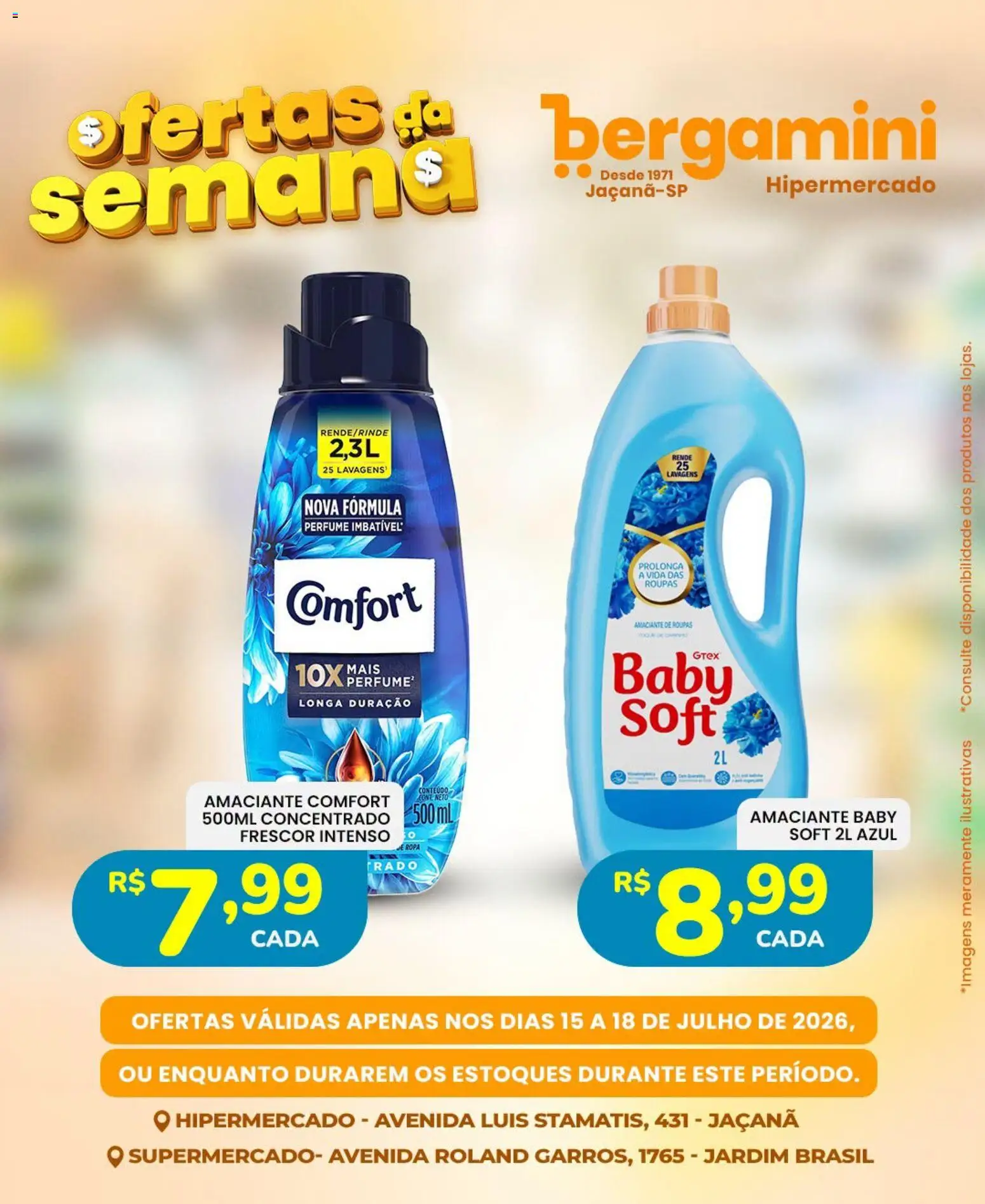 Supermercado Bergamini Folheto - válido de 15/07/2026 | Página: 17 | Produtos: Perfume, Amaciante de roupas, Roupas, Amaciante