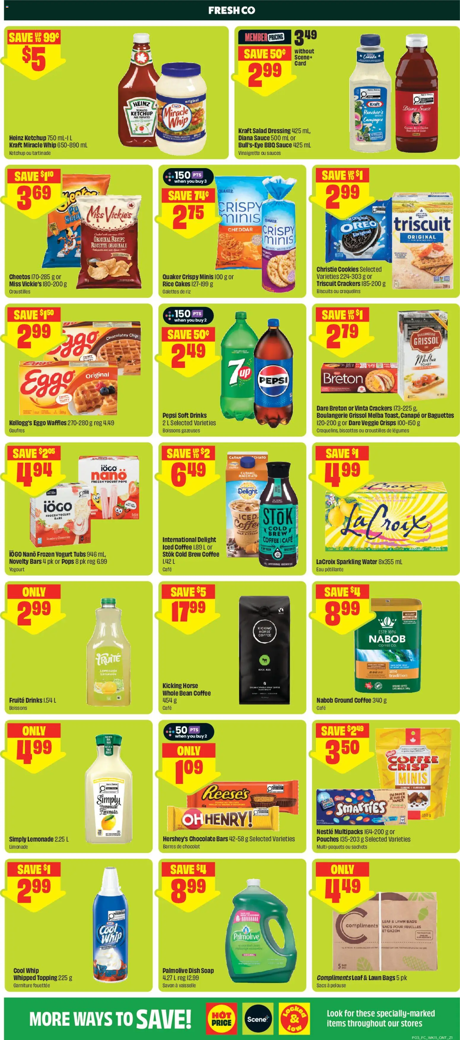 FreshCo flyer valid from Jul 9, 2026 | Page: 4 | Products: Cream, Soap, Yogurt, Coffee