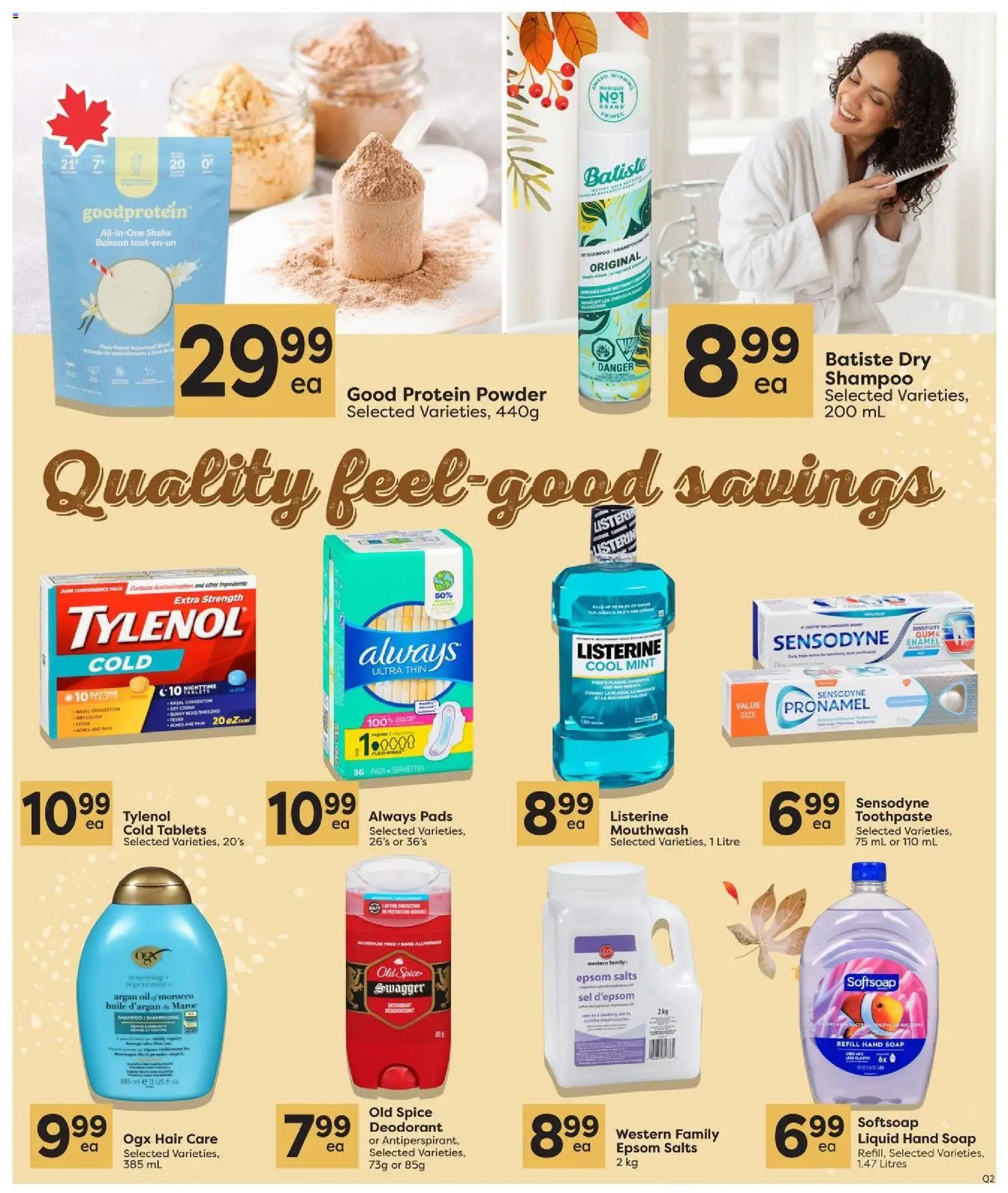 Quality Foods flyer valid from Oct 1, 2026 | Page: 13 | Products: Protein powder, Listerine, Shampoo, Soap