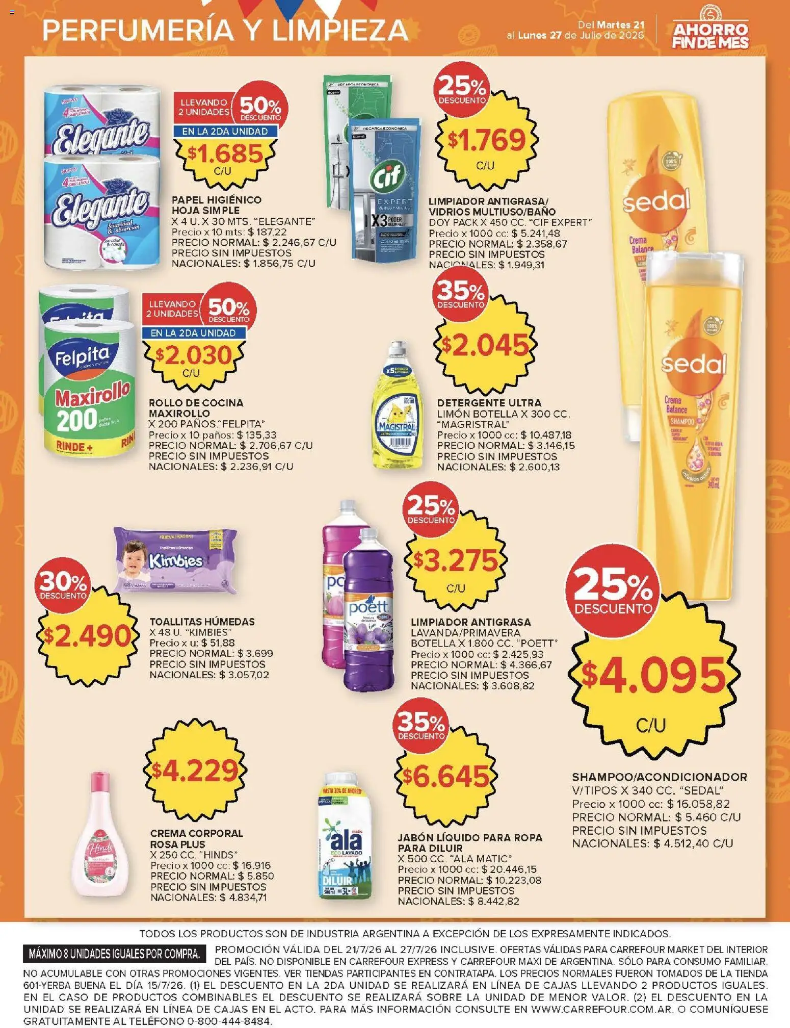 Carrefour Market catálogo │ válido desde el 21/07/2026 | Página: 13 | Productos: Teléfono, Antigrasa, Shampoo, Crema