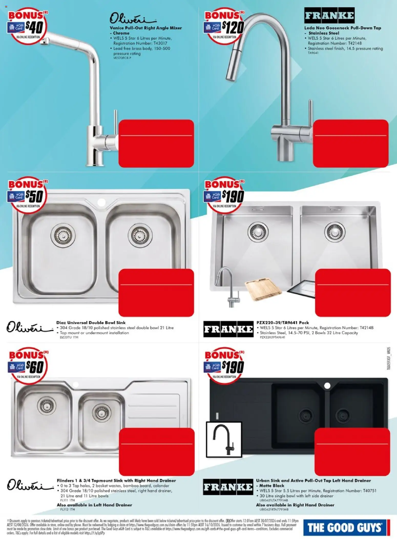 The Good Guys catalogue - valid from 30/07/2026 | Page: 15 | Products: Sink, Basket, Tap, Mixer