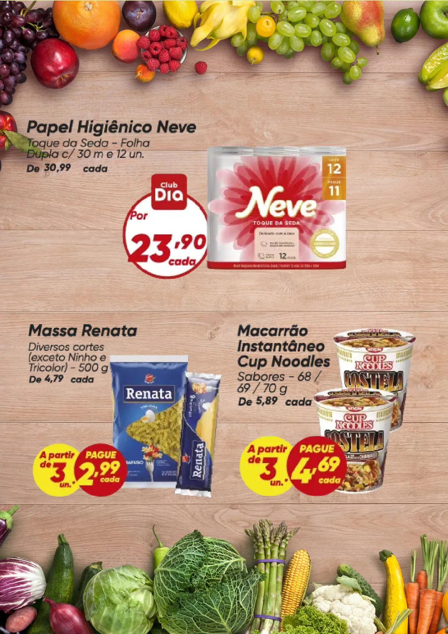 Dia Folheto - válido de 23/07/2026 | Página: 3 | Produtos: Macarrão, Massa, Papel higiênico