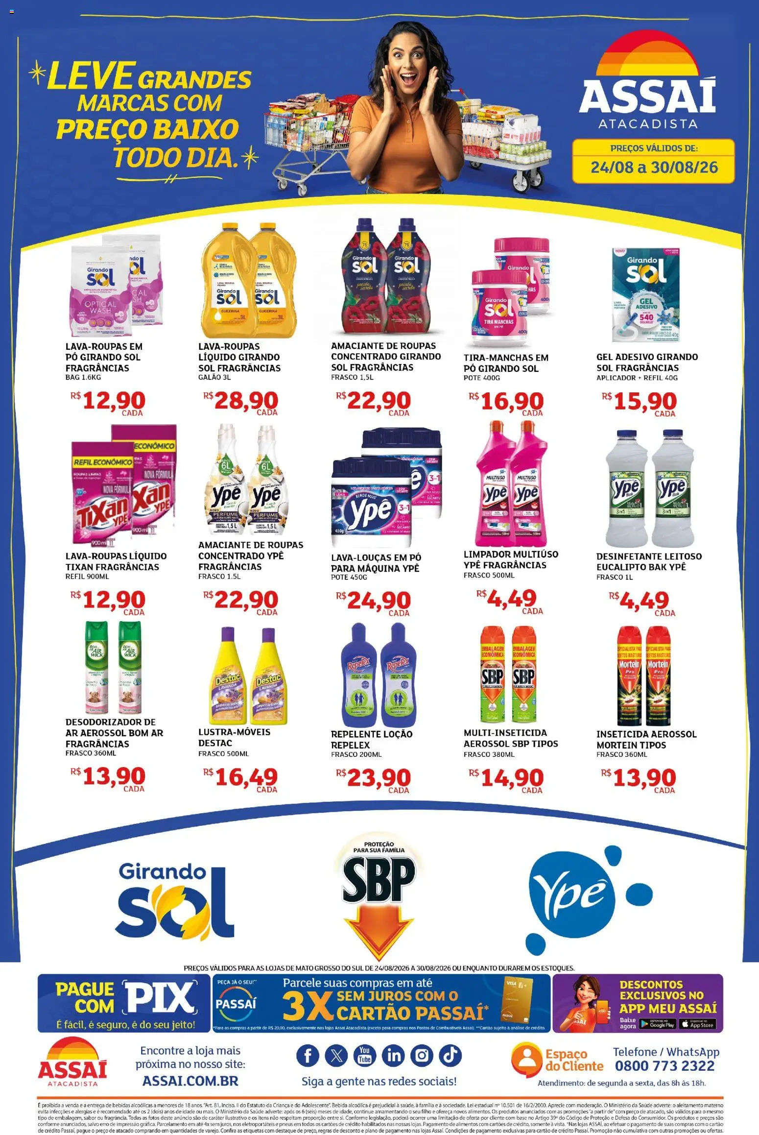 Assaí Atacadista Folheto - válido de 24/08/2026 | Página: 1 | Produtos: Pó, Base, Telefone, Amaciante