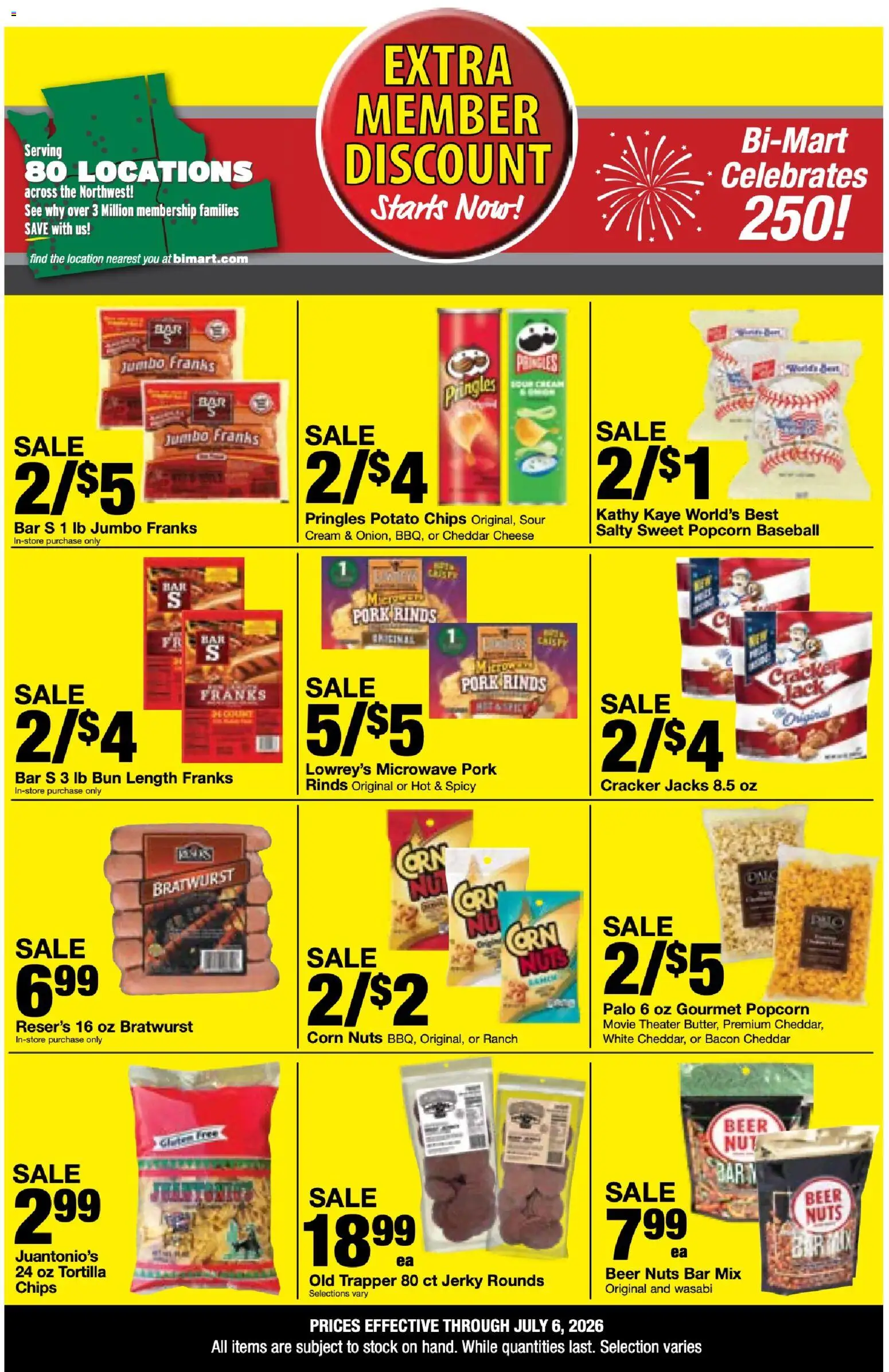 Bi-Mart Extra Member Discount - valid from 06/23/2026 | Page: 12 | Products: Cheese, Nuts, Cream, Jacks