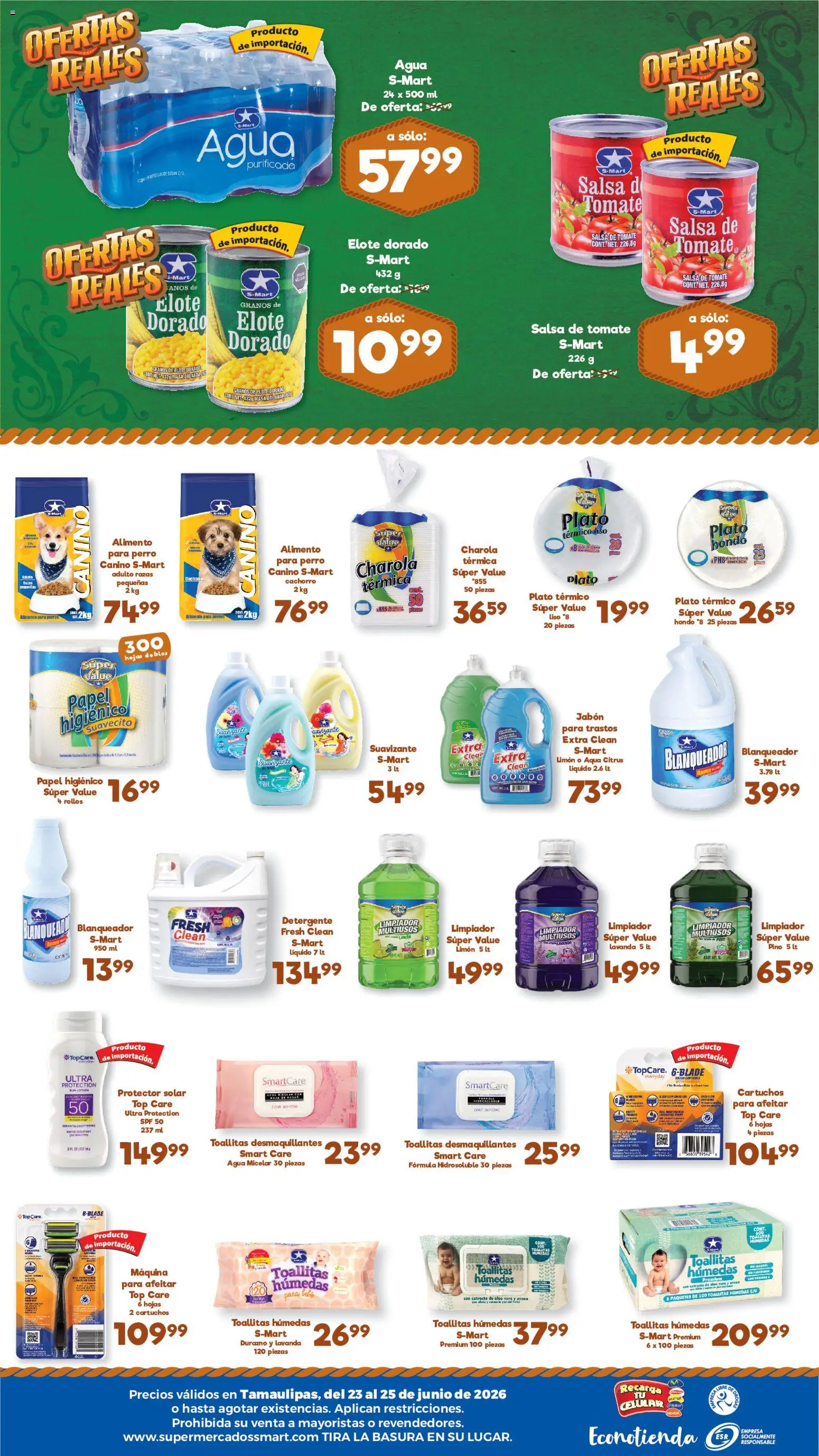 Nuevas ofertas de S-Mart válidas en toda la República Mexicana desde el 23/06/2026. ¡Encuentra las mejores ofertas en S-Mart folleto Ofertas de feria Nuevo Laredo! | Página: 2 | Productos: Detergente, Tomate, Agua, Suavizante