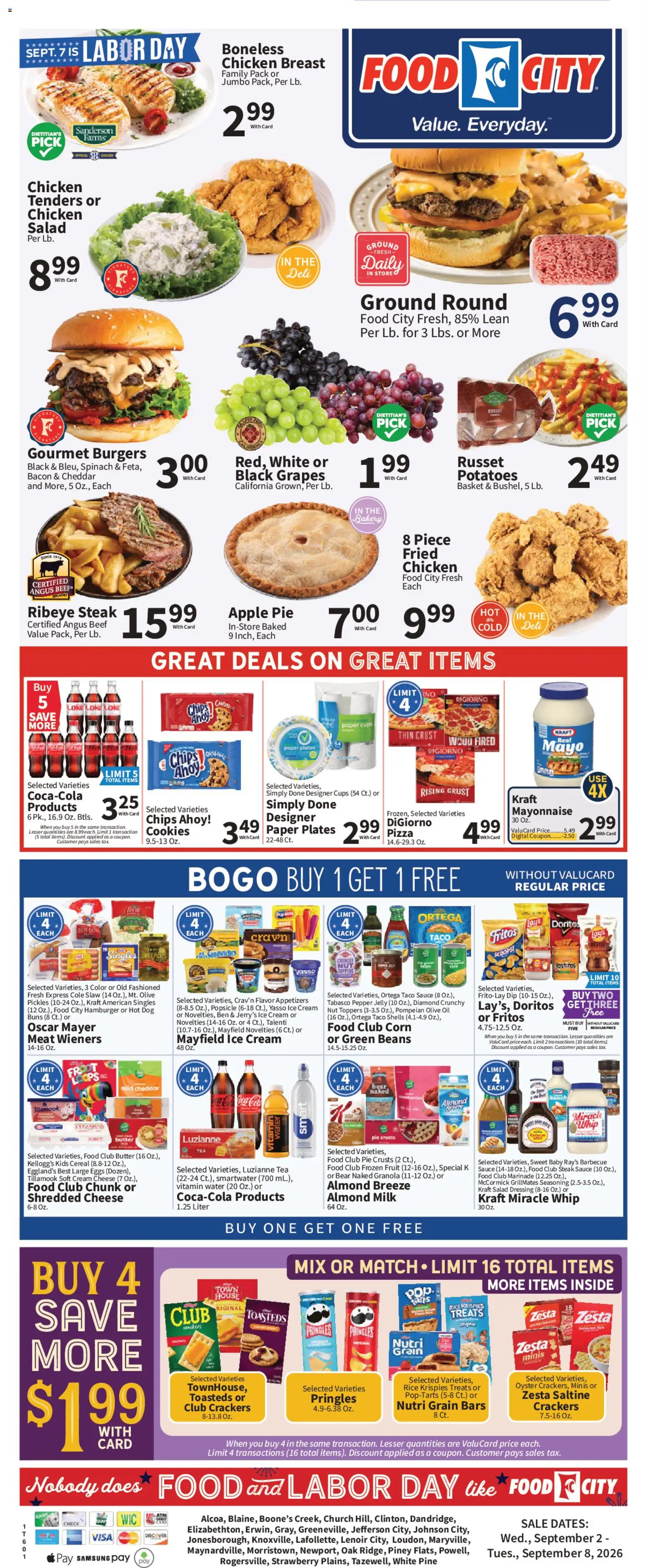 Food City Weekly Ad - valid from 09/02/2026 | Page: 3 | Products: Chicken, Mayonnaise, Apple Pie, Beans