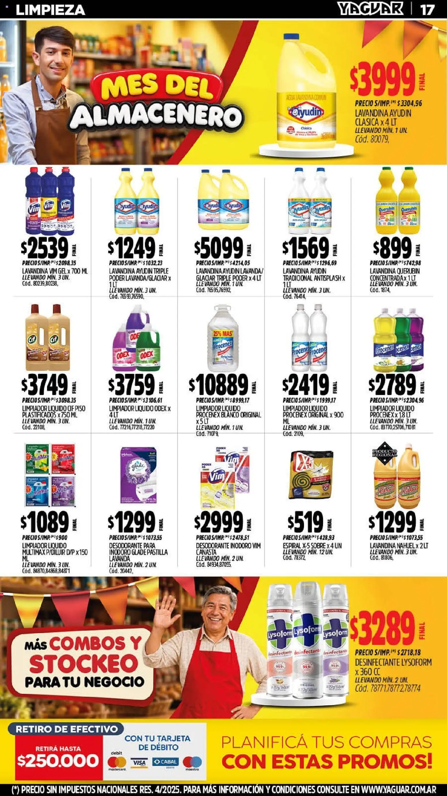 Yaguar - Oferta Semanal Córdoba │ válido desde el 14/09/2026 | Página: 17 | Productos: Desinfectante, Lavandina, Inodoro, Agua