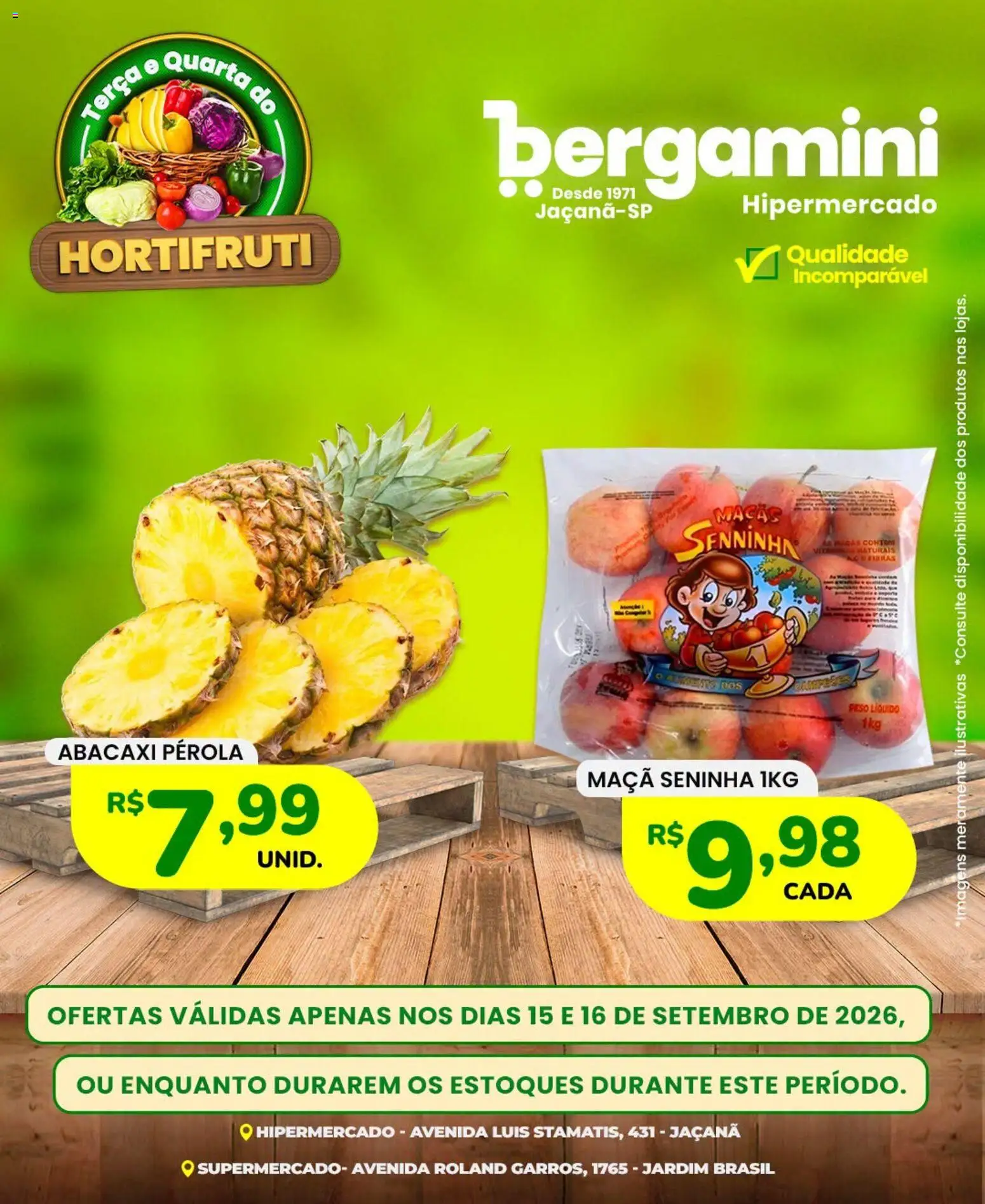Supermercado Bergamini Folheto - válido de 15/09/2026 | Página: 8 | Produtos: Pó, Maçãs, Abacaxi