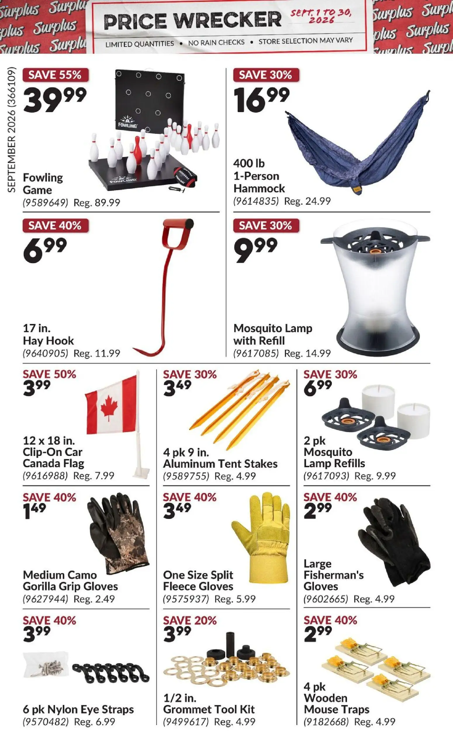 Princess Auto flyer valid from Sep 1, 2026 | Page: 32 | Products: Gloves, Mouse, Game, Lamp