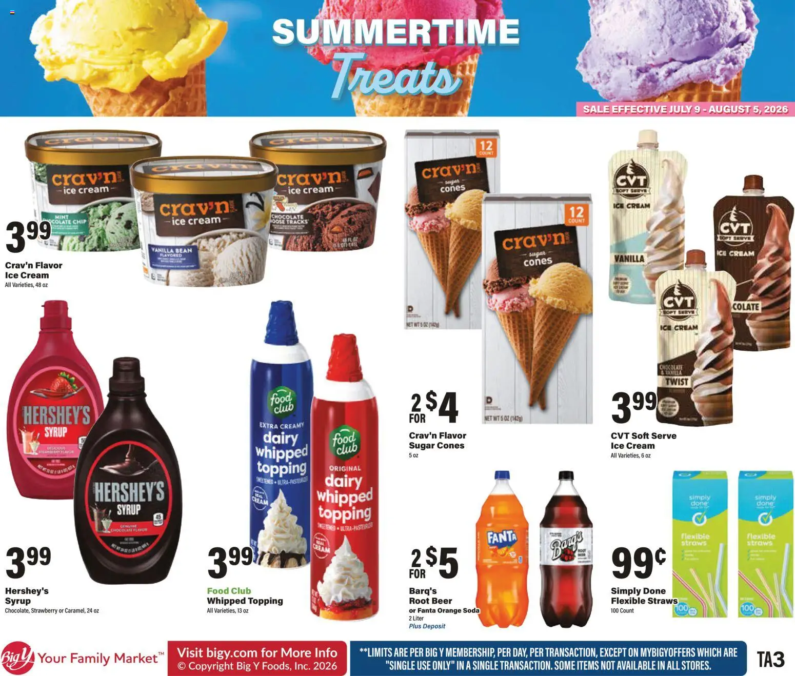 Big Y Summertime Treats - valid from 07/10/2026 | Page: 3 | Products: Chocolate, Cream, Sugar, 2人掛けソファ