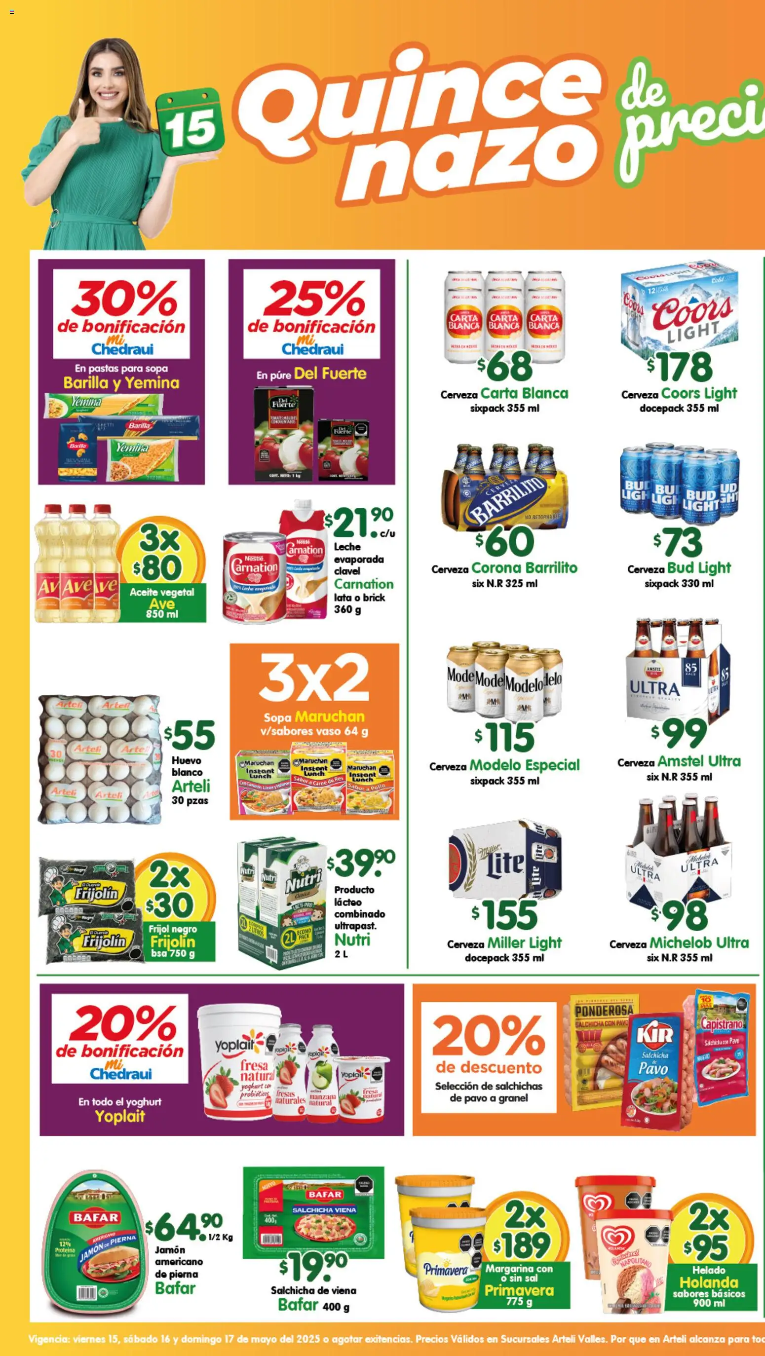 Nuevas ofertas de Arteli válidas en toda la República Mexicana desde el 15.05.2026. ¡Encuentra las mejores ofertas en Arteli folleto Valles! | Página: 1 | Productos: Sal, Manzana, Leche, Helado