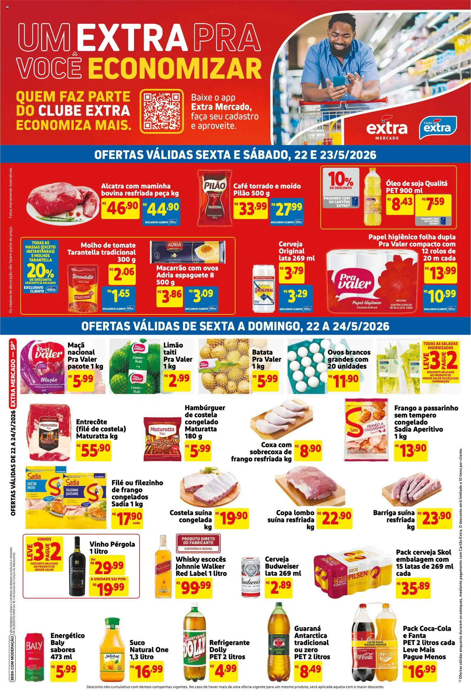 Extra Folheto - válido de 22.05.2026 | Página: 1 | Produtos: Lombo, Cerveja, Refrigerante, Frango