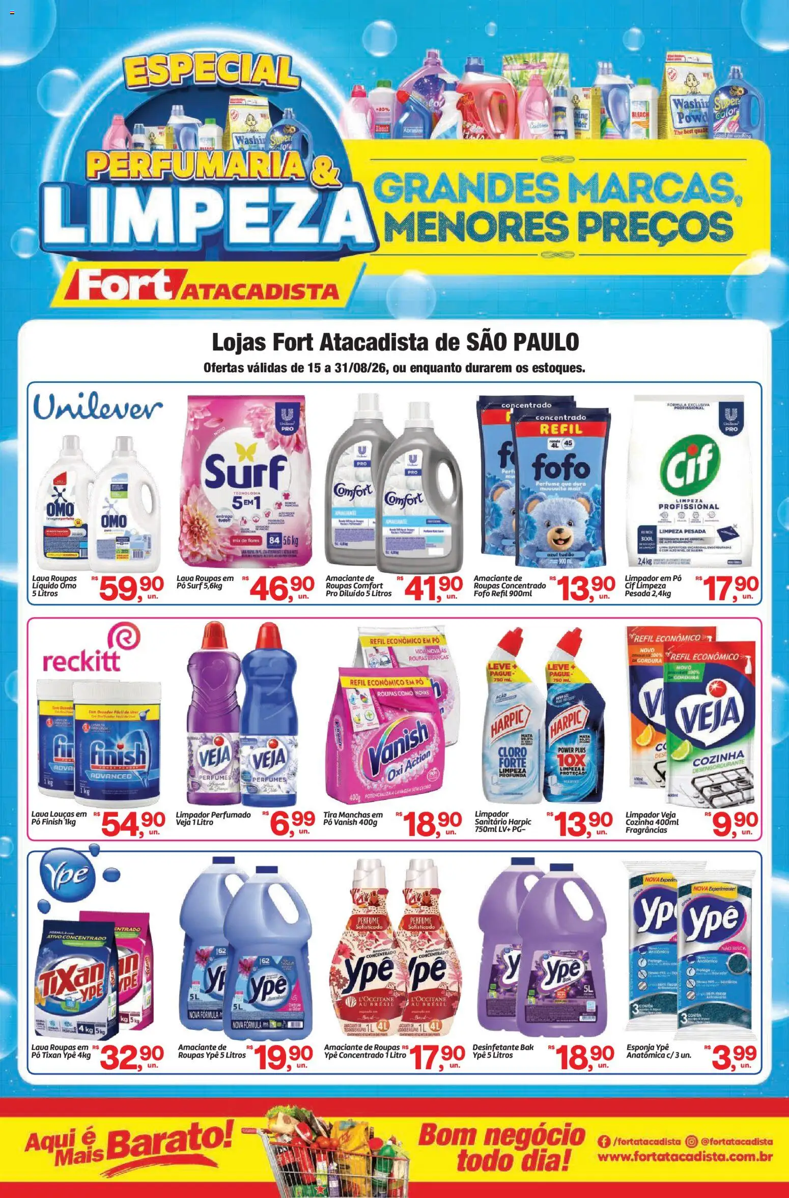 Fort Atacadista Folheto - válido de 15/08/2026 | Página: 1 | Produtos: Perfume, Pó, Cloro, Roupas