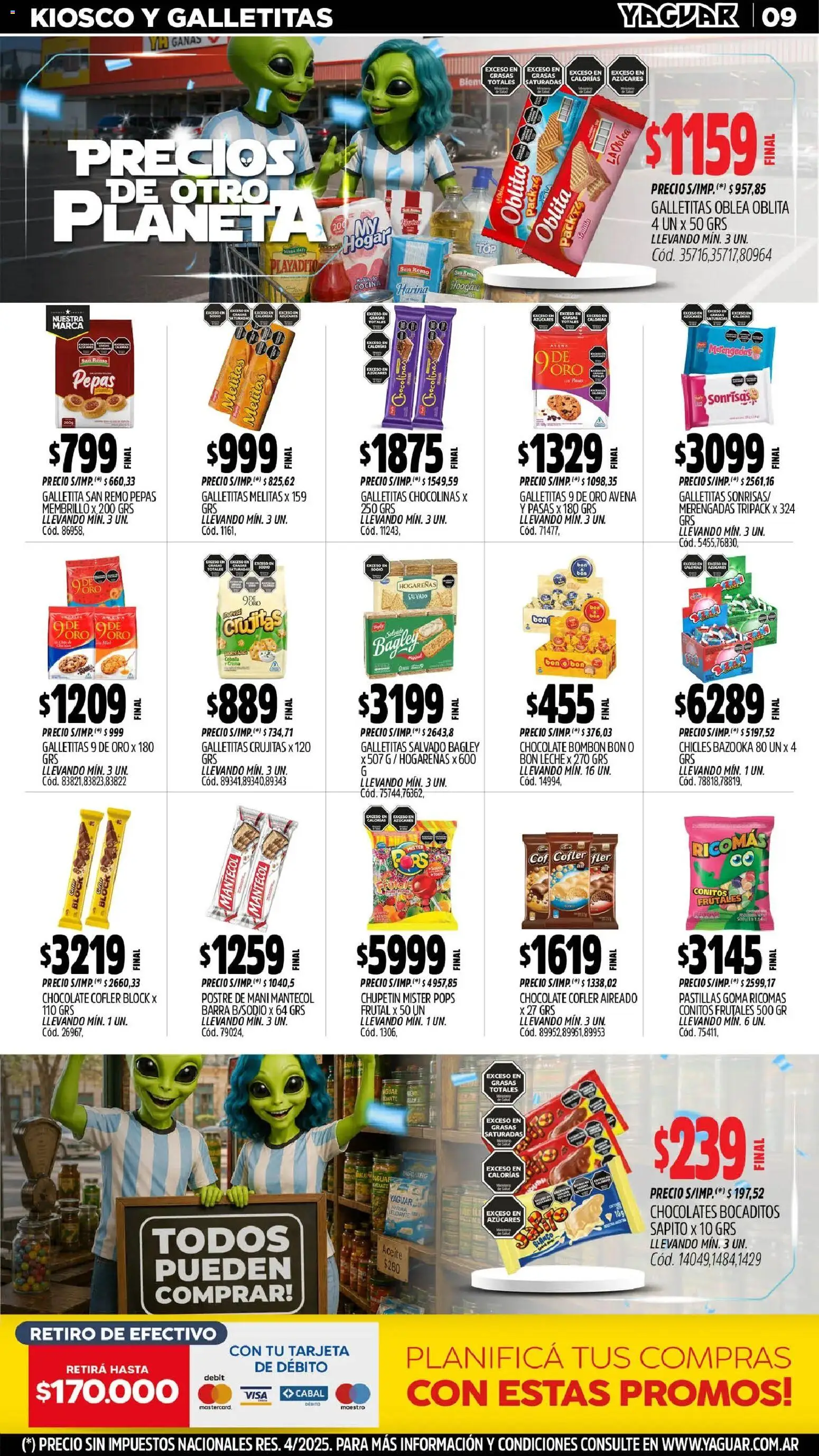 Yaguar - Oferta Semanal Mar del Plata │ válido desde el 29/06/2026 | Página: 9 | Productos: Galletitas, Avena, Mani, Chocolate