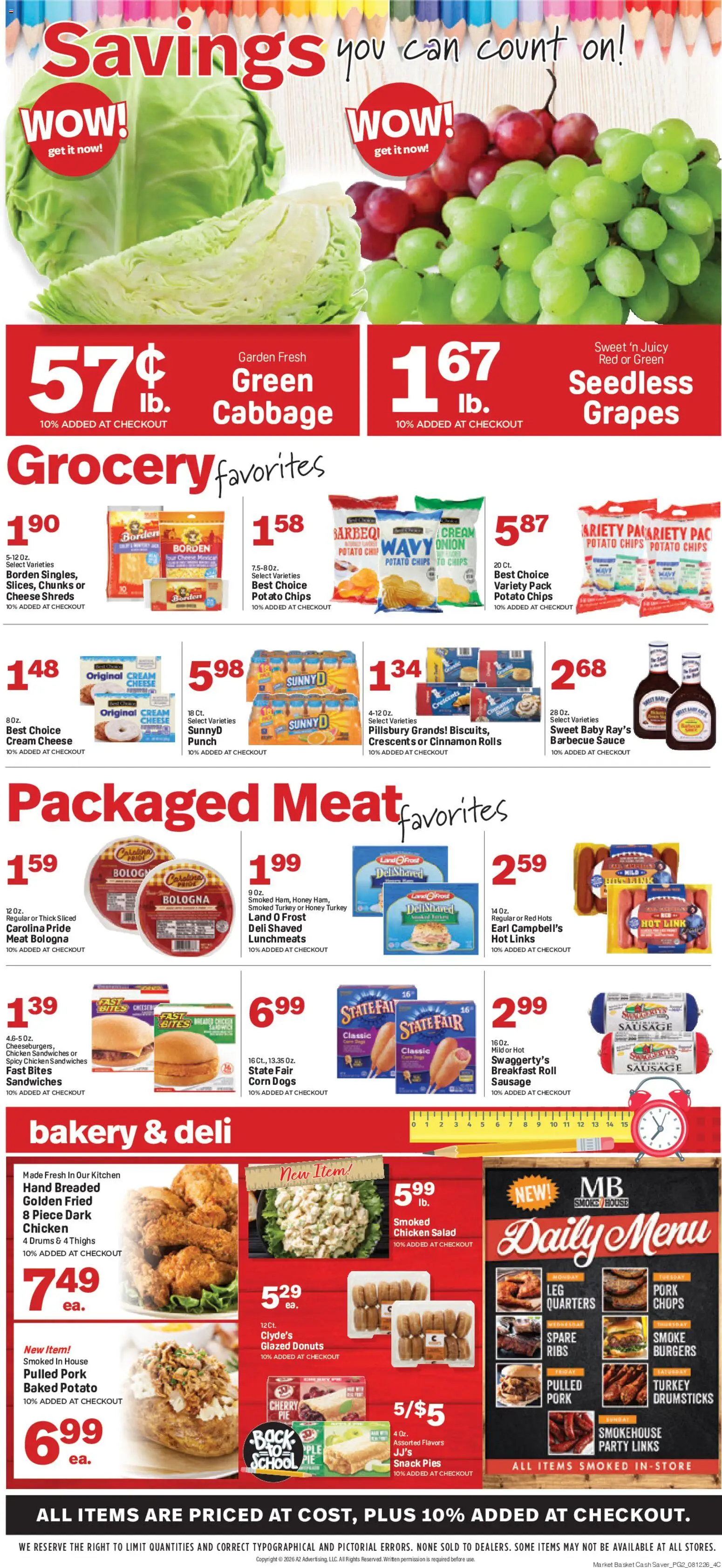 Market Basket Cash Saver Weekly Ad - valid from 08/12/2026 | Page: 2 | Products: Chicken, Honey, Cheese, Onion