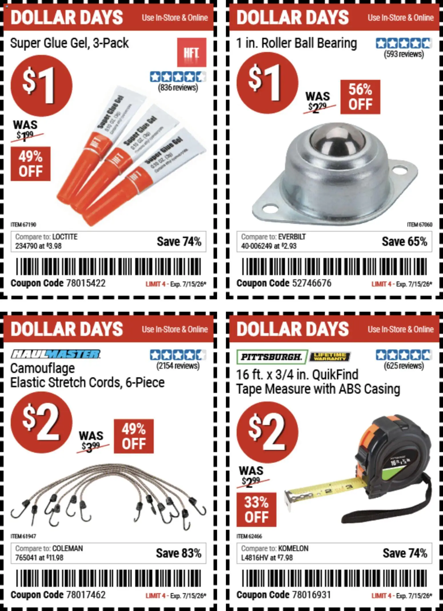 Harbor Freight Dollar Days - valid from 07/02/2026 | Page: 5 | Products: Tape Measure