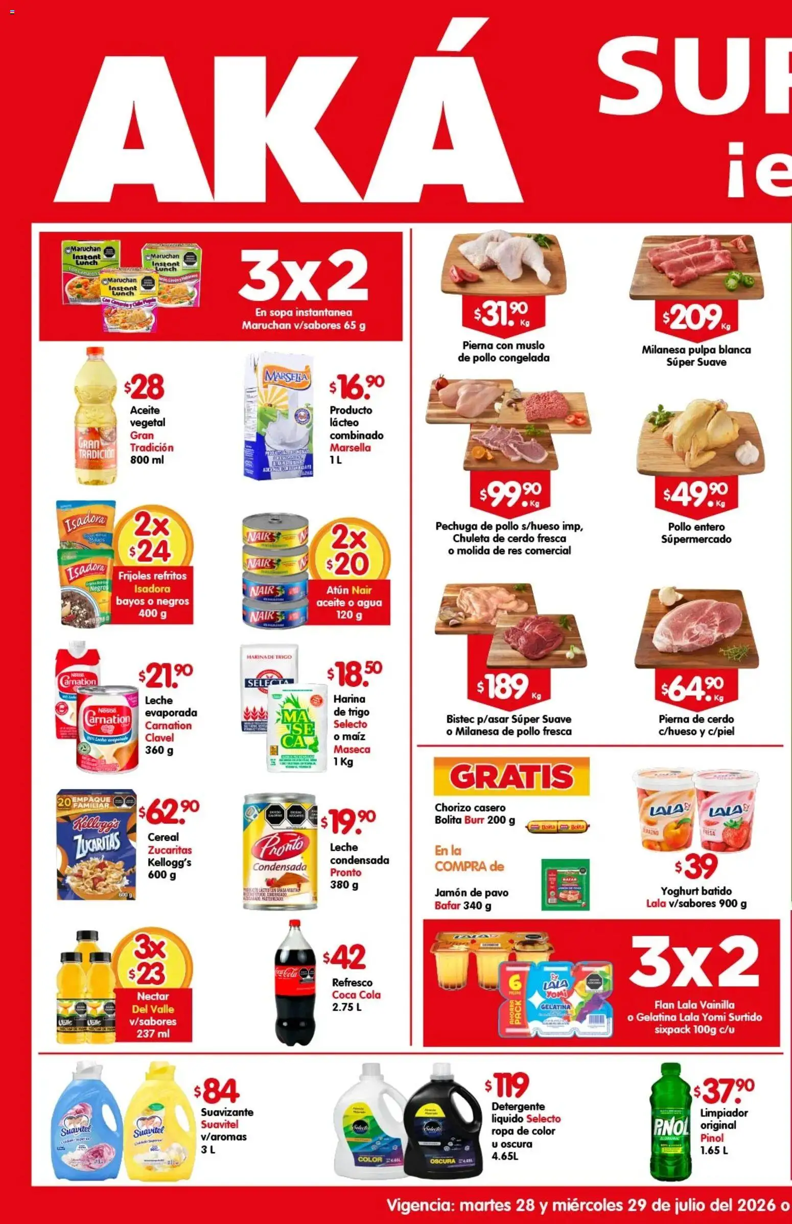Nuevas ofertas de Arteli válidas en toda la República Mexicana desde el 28/07/2026. ¡Encuentra las mejores ofertas en Arteli folleto Aká Superbodegas! | Página: 1 | Productos: Pollo, Maíz, Refresco, Leche