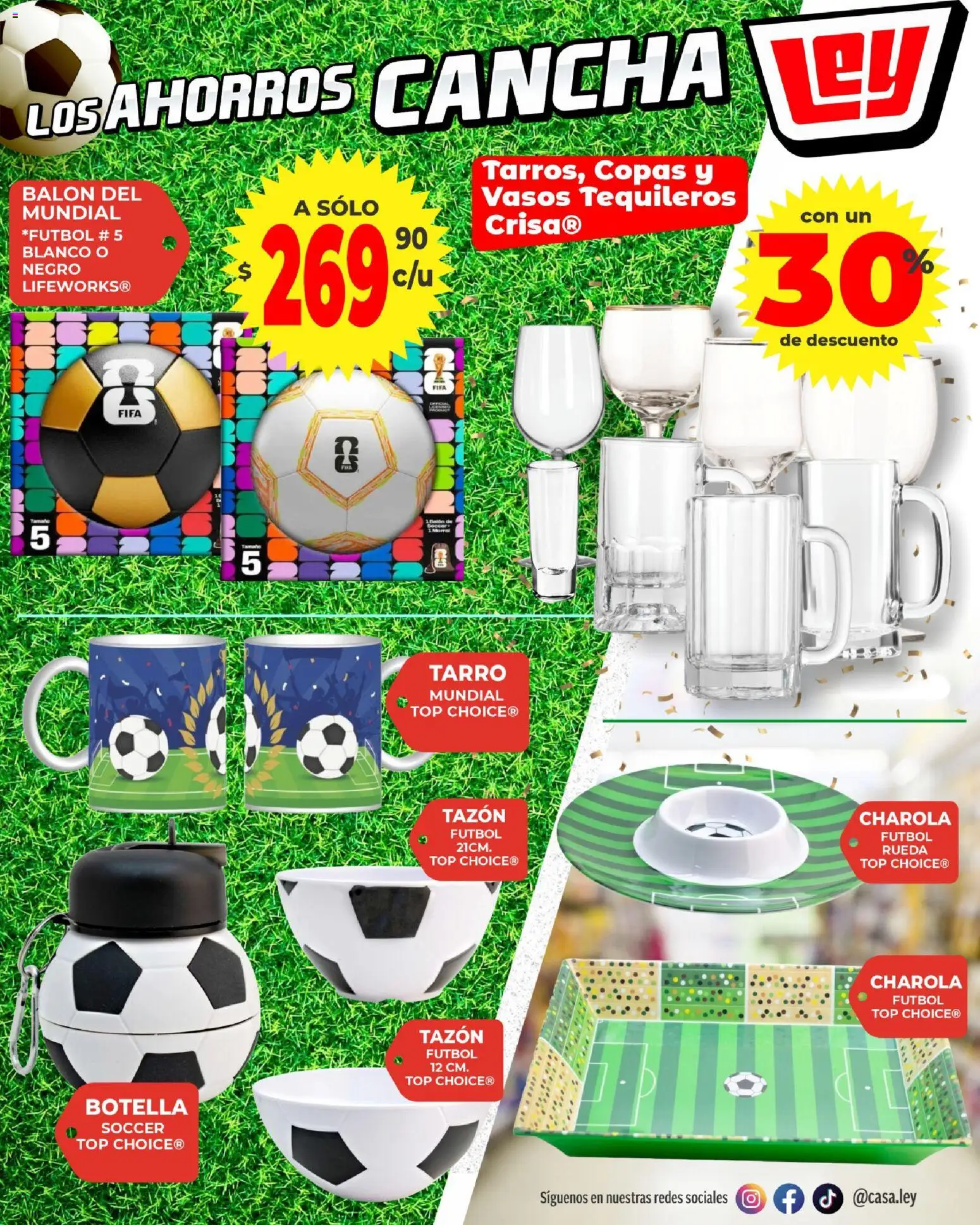 Nuevas ofertas de Casa Ley válidas en toda la República Mexicana desde el 11.06.2026. ¡Encuentra las mejores ofertas en Casa Ley folleto Día del Padre con Con Mundial 2026! | Página: 14 | Productos: Botella, Top, Vasos, Morral