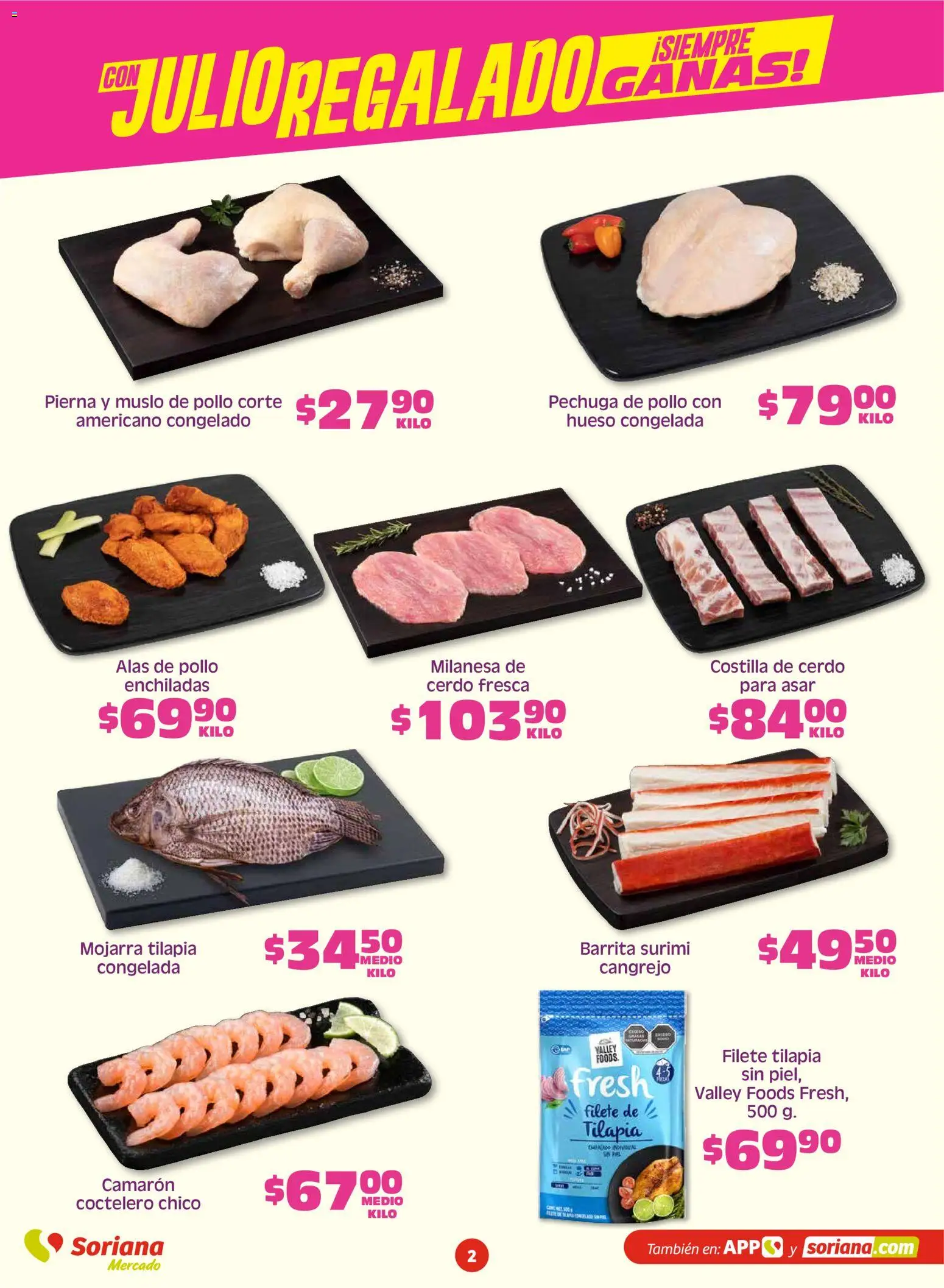 Nuevas ofertas de Soriana válidas en toda la República Mexicana desde el 12.06.2026. ¡Encuentra las mejores ofertas en Soriana Fin de Semana Mercado: Son y Sin! | Página: 2 | Productos: Pollo, Milanesa, Cerdo