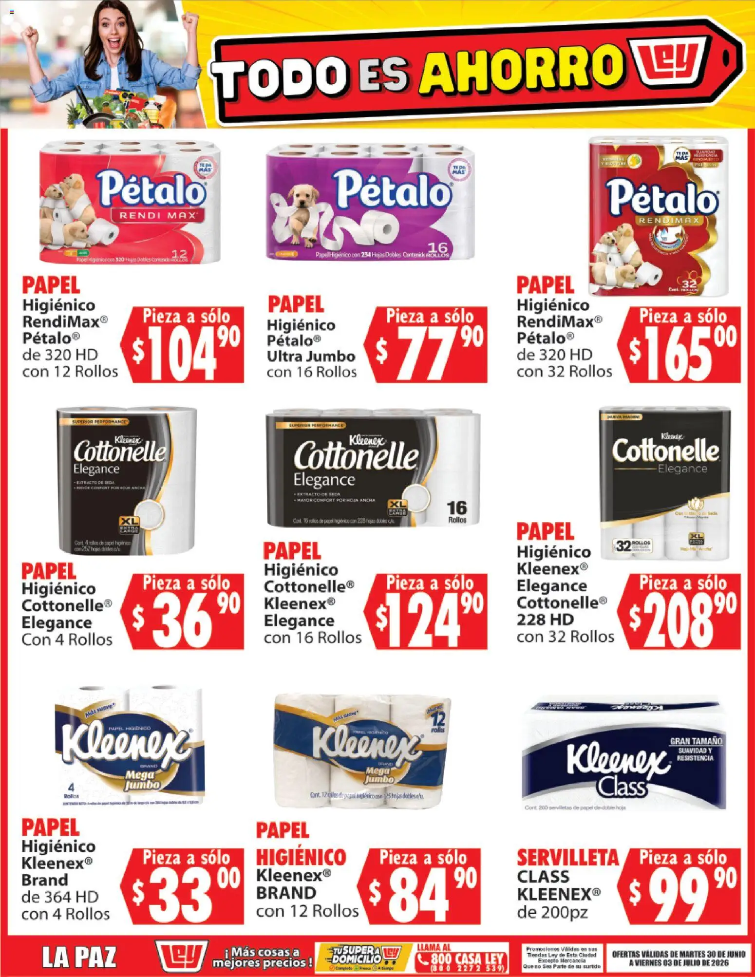 Nuevas ofertas de Casa Ley válidas en toda la República Mexicana desde el 30/06/2026. ¡Encuentra las mejores ofertas en Casa Ley folleto Todo es ahorro! | Página: 9 | Productos: Papel higiénico