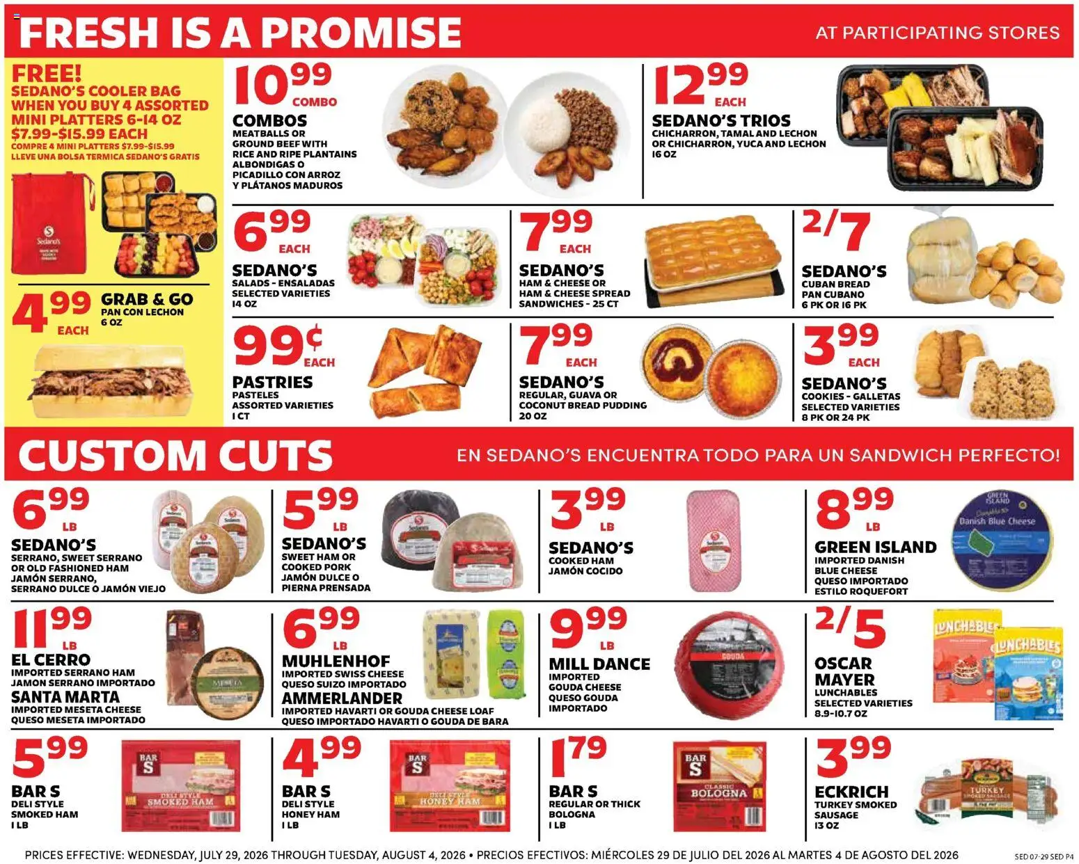 Sedano's Weekly Ad - valid from 07/29/2026 | Page: 4 | Products: Ham, Beef, Cookies, Sausage