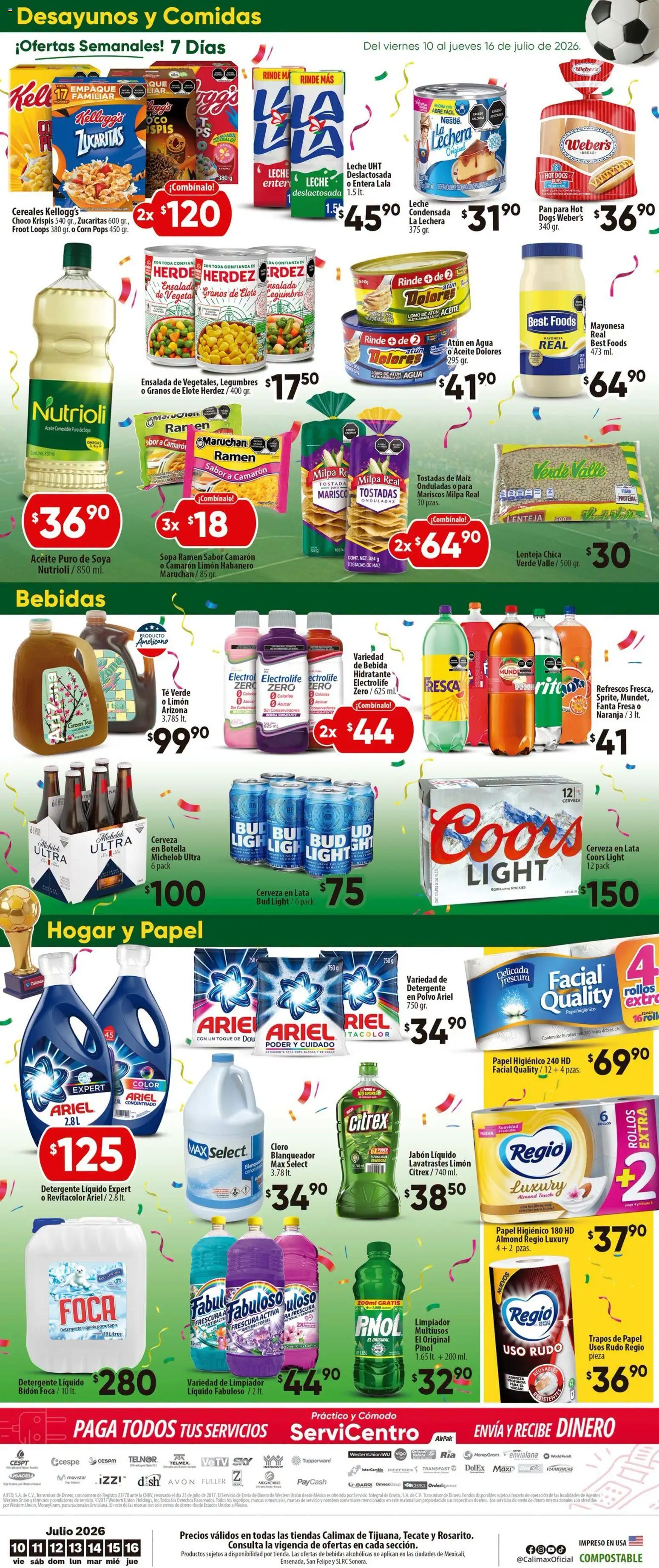 Nuevas ofertas de Calimax válidas en toda la República Mexicana desde el 10/07/2026. ¡Encuentra las mejores ofertas en Calimax folleto Tecate! | Página: 6 | Productos: Sopa, Espuma, Té, Jabón