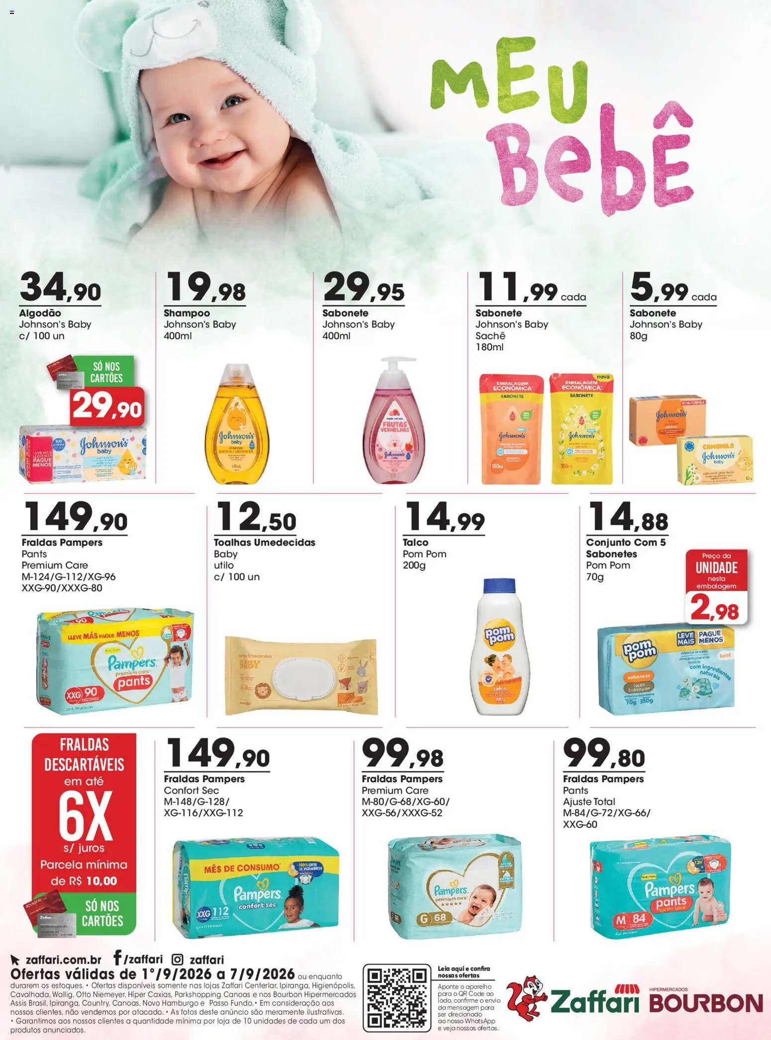 Zaffari Folheto - válido de 01/09/2026 | Página: 1 | Produtos: Shampoo, Pampers, Bourbon, Sabonete