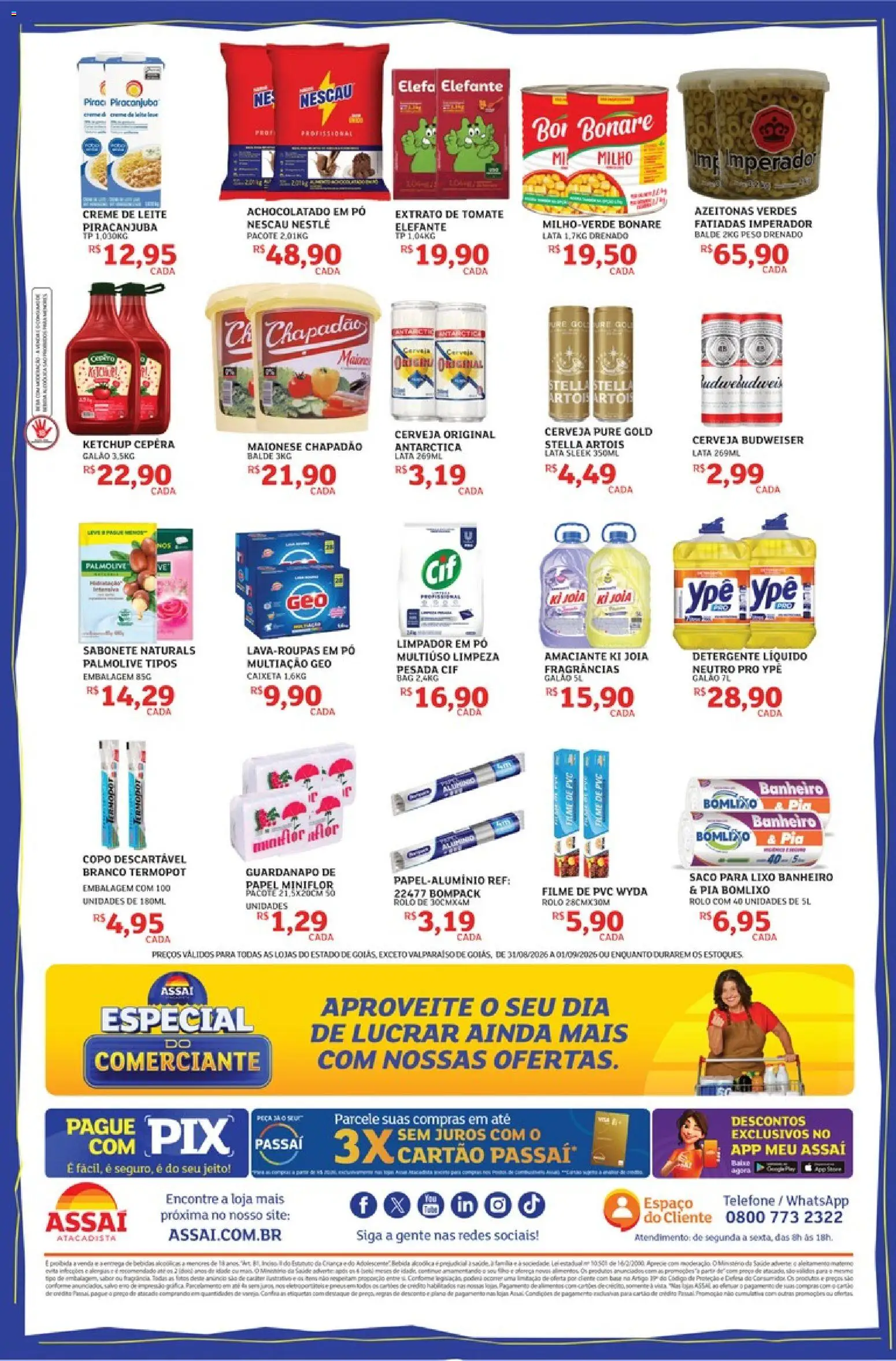 Assaí Atacadista Folheto - válido de 31/08/2026 | Página: 2 | Produtos: Saco para lixo, Tomate, Creme de leite, Milho