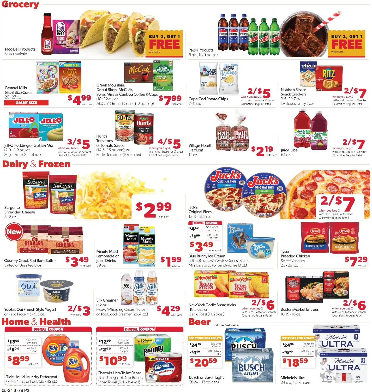 Family Fare Weekly Ad - NE - valid from 24.05.2026 | Page: 3 | Products: Bread, Tomatoes, Detergent, Cream