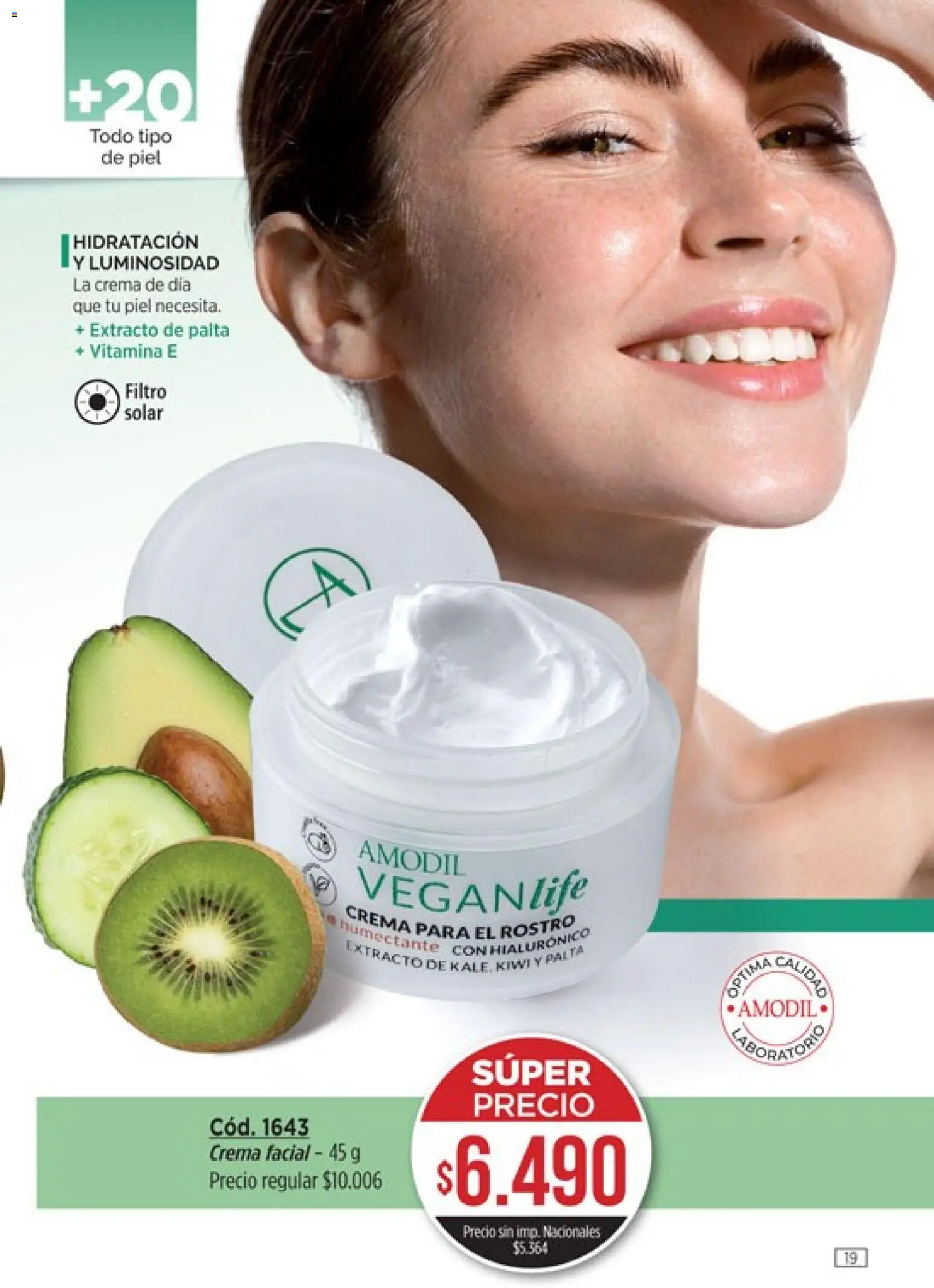 Catálogo Amodil Campaña 15 │ válido desde el 26/08/2026 | Página: 19 | Productos: Crema facial, Palta, Kiwi, Crema