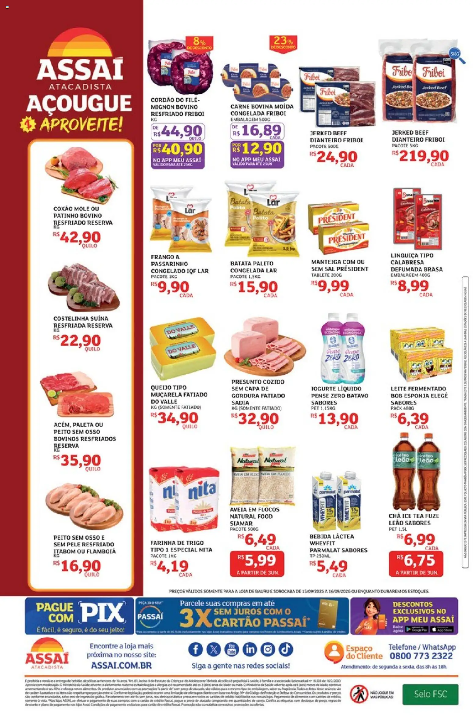 Assaí Atacadista Folheto - válido de 15/09/2026 | Página: 2 | Produtos: Esponja, Ice tea, Carne, Batata