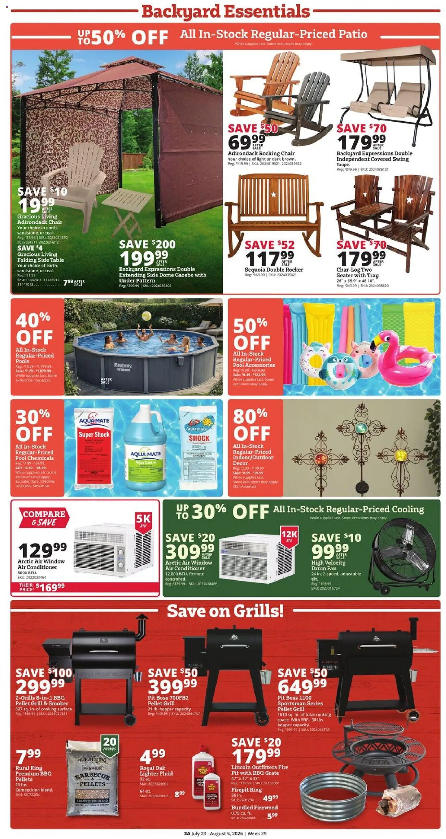 Rural King Weekly Ad - valid from 07/23/2026 | Page: 5 | Products: Grate, Chair, Grill, Fan