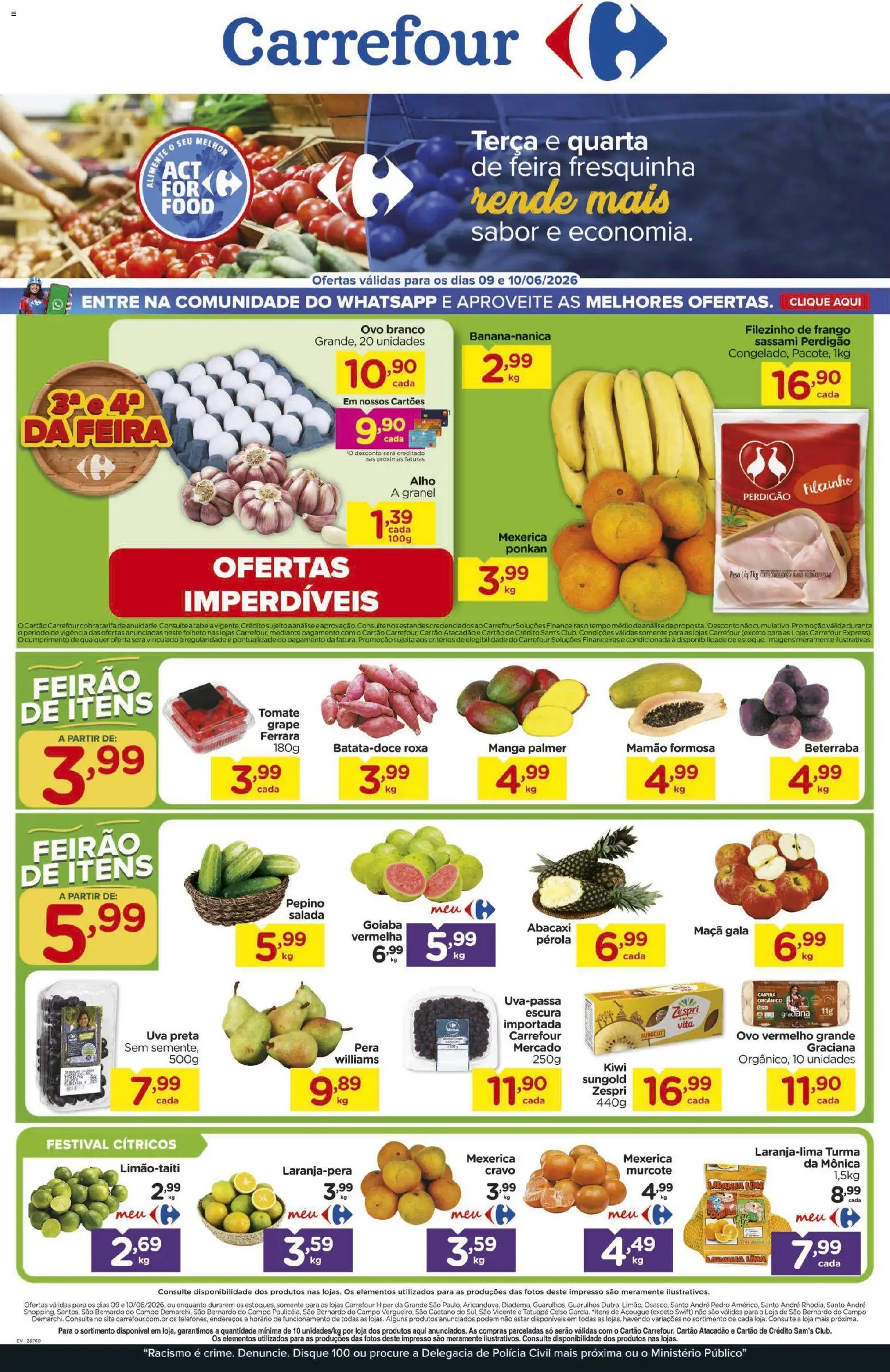 Carrefour Folheto - válido de 09.06.2026 | Página: 1 | Produtos: Pera, Beterraba, Salada, Frango