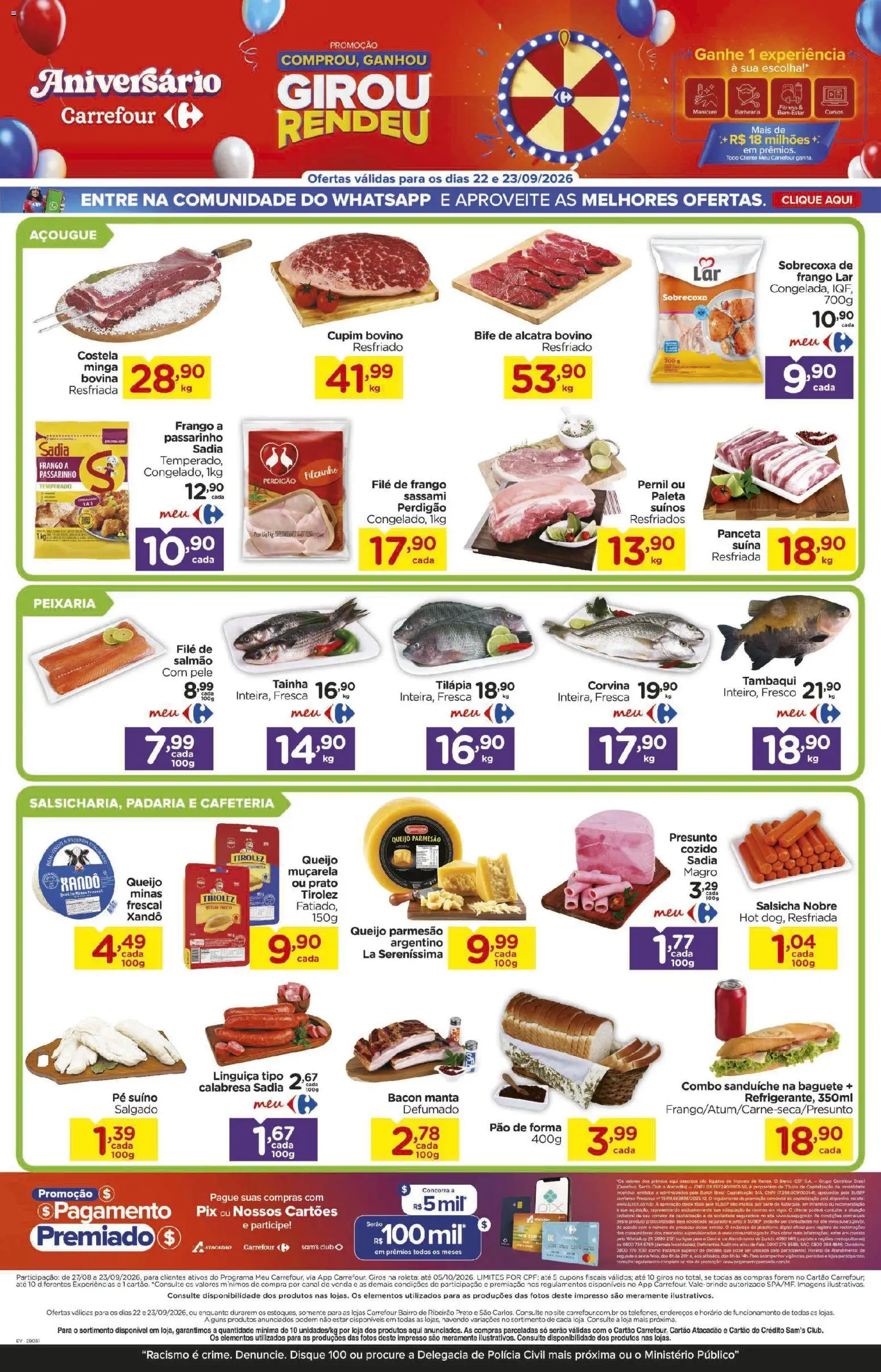Carrefour Bairro Folheto - válido de 22/09/2026 | Página: 2 | Produtos: Queijo muçarela, Alcatra, Baguete, Frango