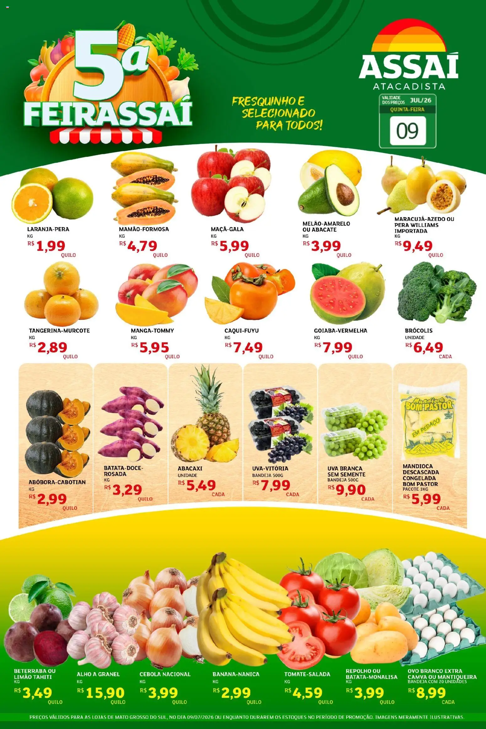 Assaí Atacadista Folheto - válido de 09/07/2026 | Página: 1 | Produtos: Pera, Beterraba, Repolho, Abacaxi