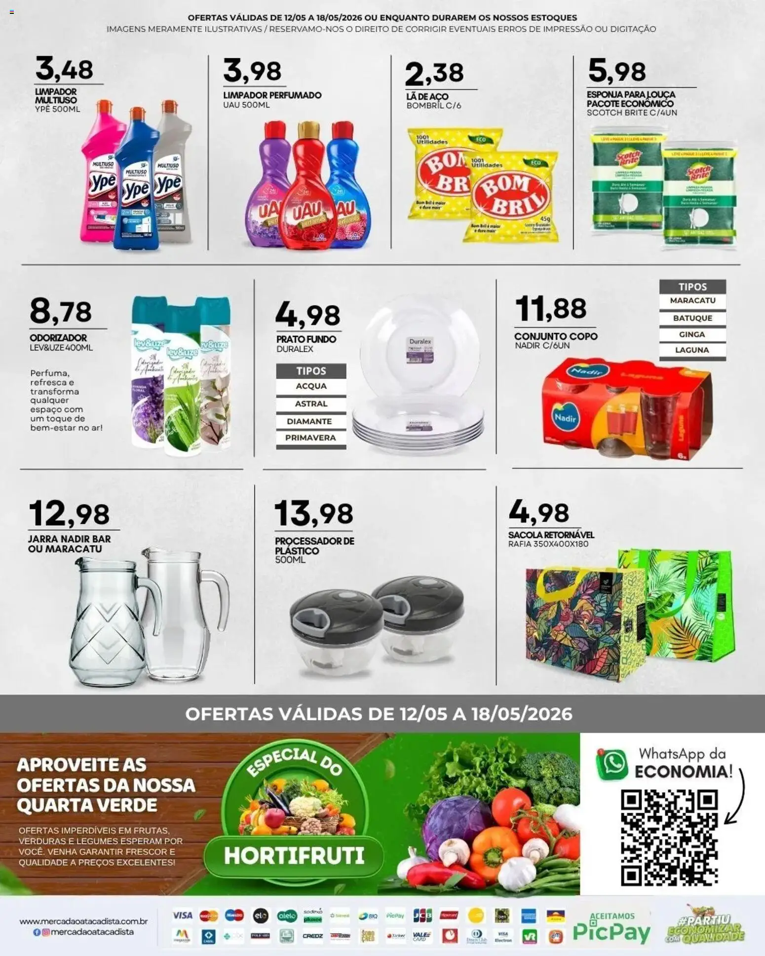 Mercadão Atacadista Folheto - válido de 12.05.2026 | Página: 12 | Produtos: Esponja, Limpador multiuso, Processador, Jarra