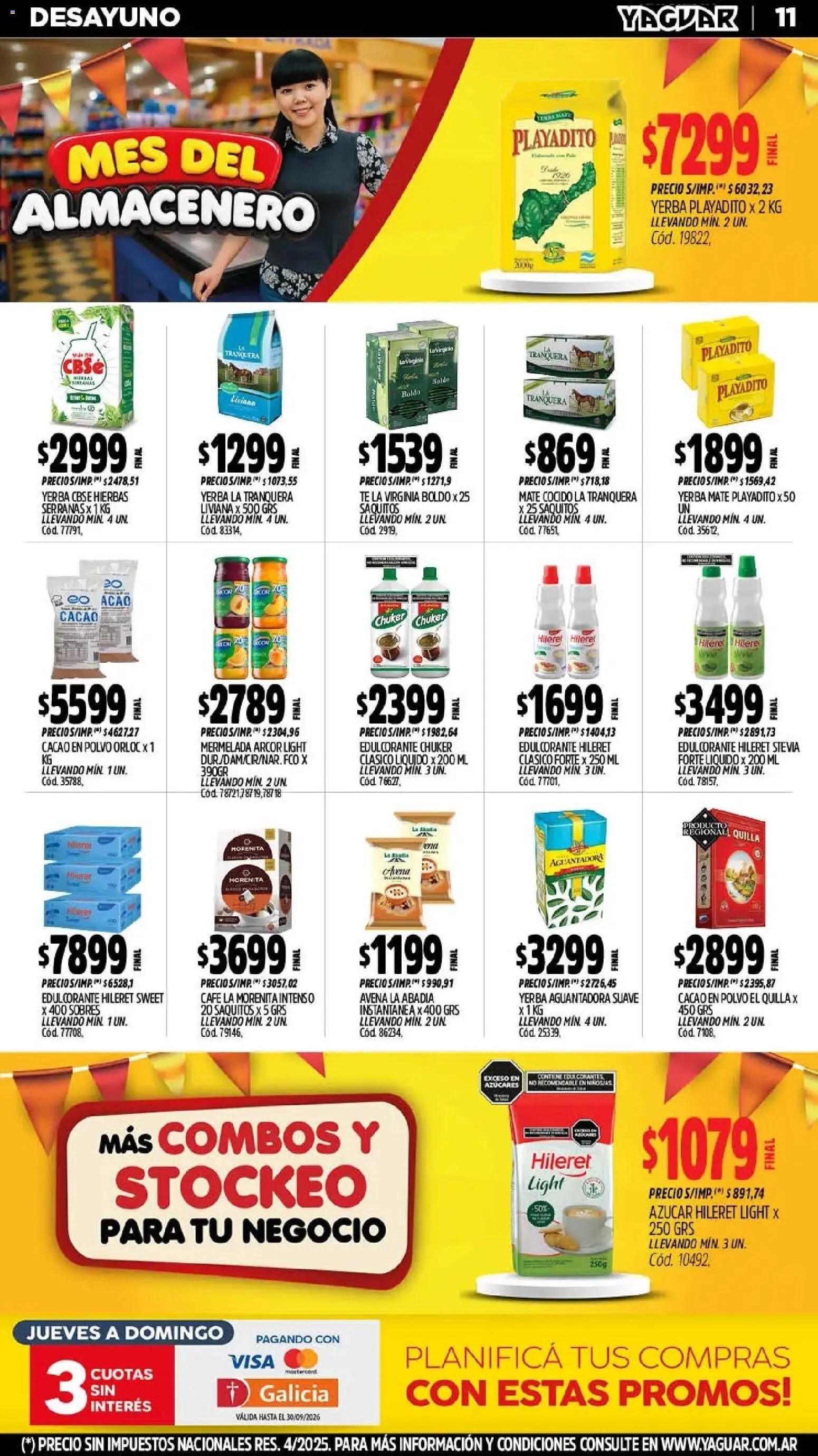 Yaguar - Oferta Semanal Santa Fé │ válido desde el 28/09/2026 | Página: 12 | Productos: Edulcorante, Avena, Café, Cacao