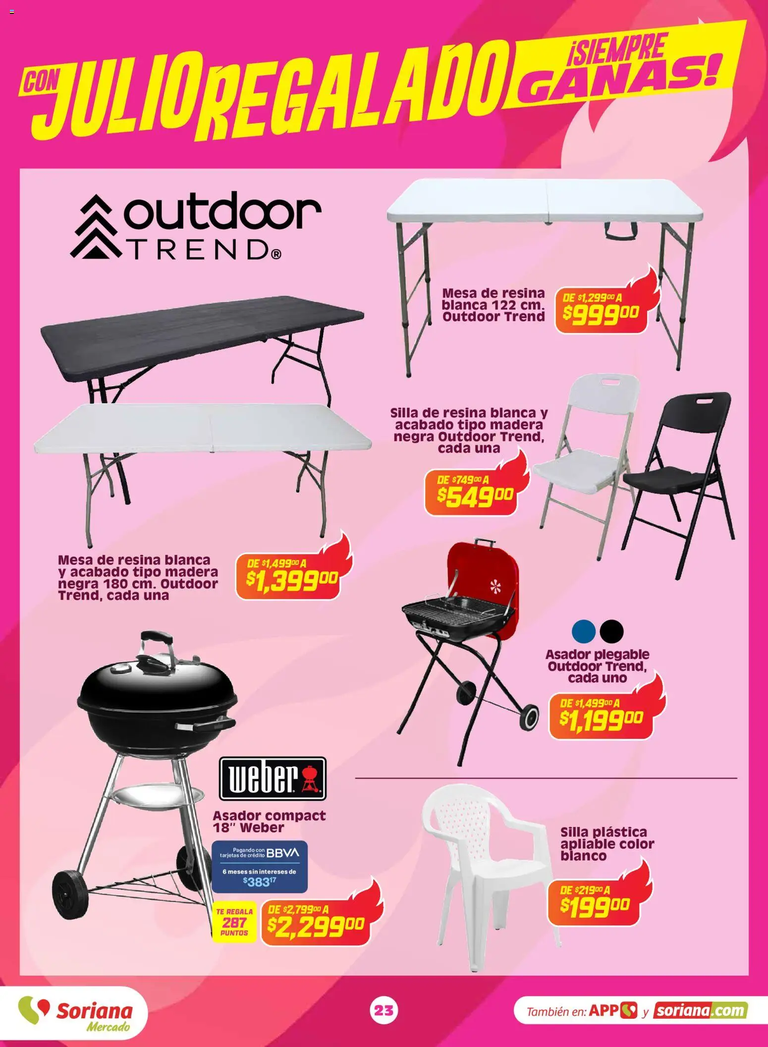 Nuevas ofertas de Soriana válidas en toda la República Mexicana desde el 03.06.2026. ¡Encuentra las mejores ofertas en Soriana Con Julio Regalado siempre ganas Mercado Nacional! | Página: 22 | Productos: Silla, Mesa, Té