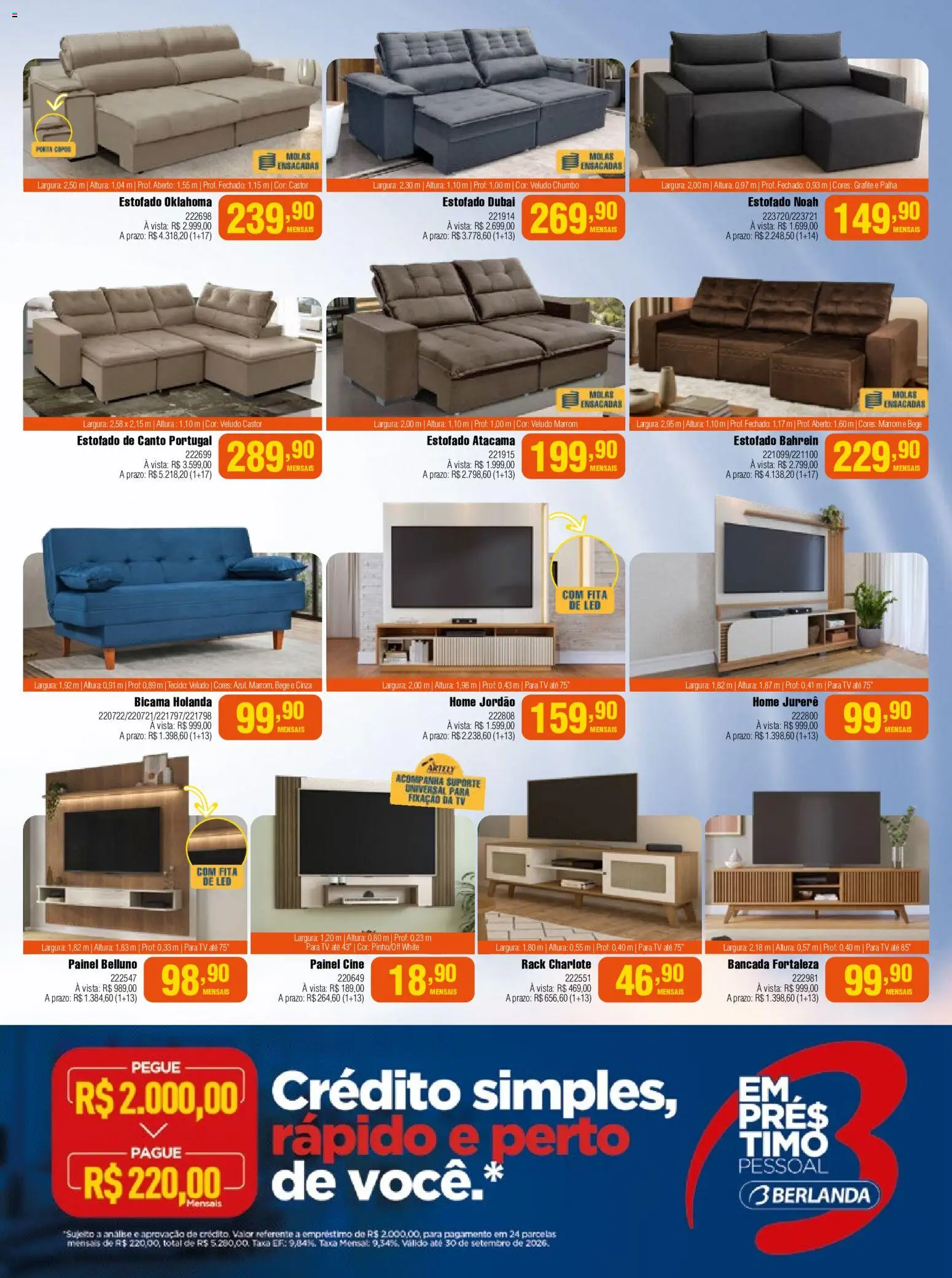 Berlanda Folheto - válido de 01/09/2026 | Página: 9 | Produtos: Bancada, Tv, Fita, Tecido