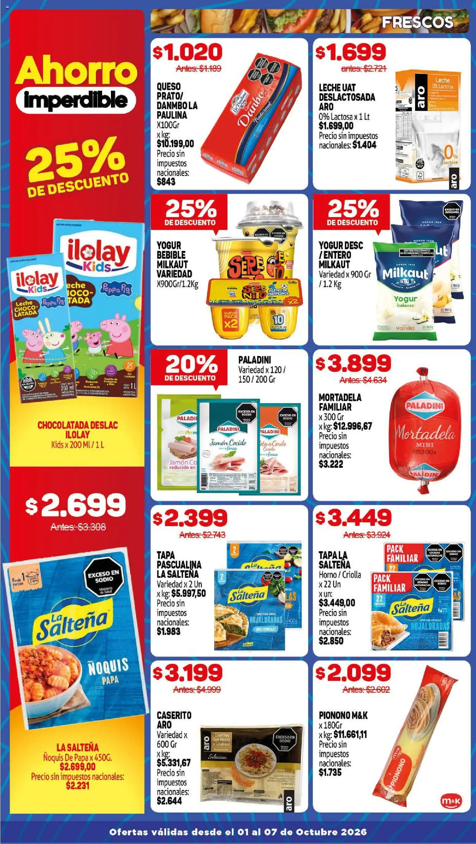 Makro Ofertas │ válido desde el 01/10/2026 | Página: 3 | Productos: Ñoquis de papa, Jamón, Chocolatada, Pionono