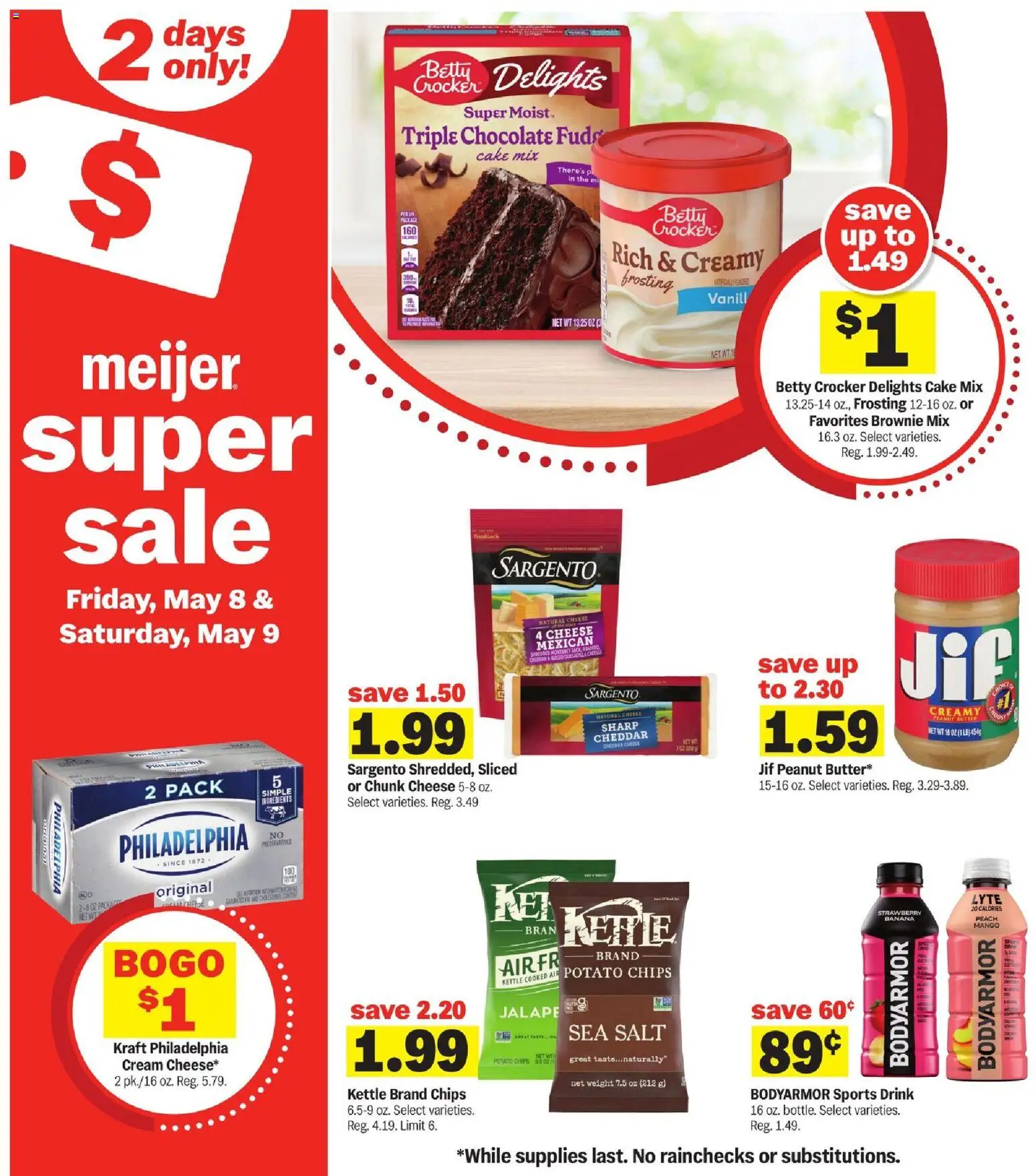 Meijer Super Sale - valid from 08.05.2026 | Page: 2 | Products: Cheese, Salt, Peach, Kettle
