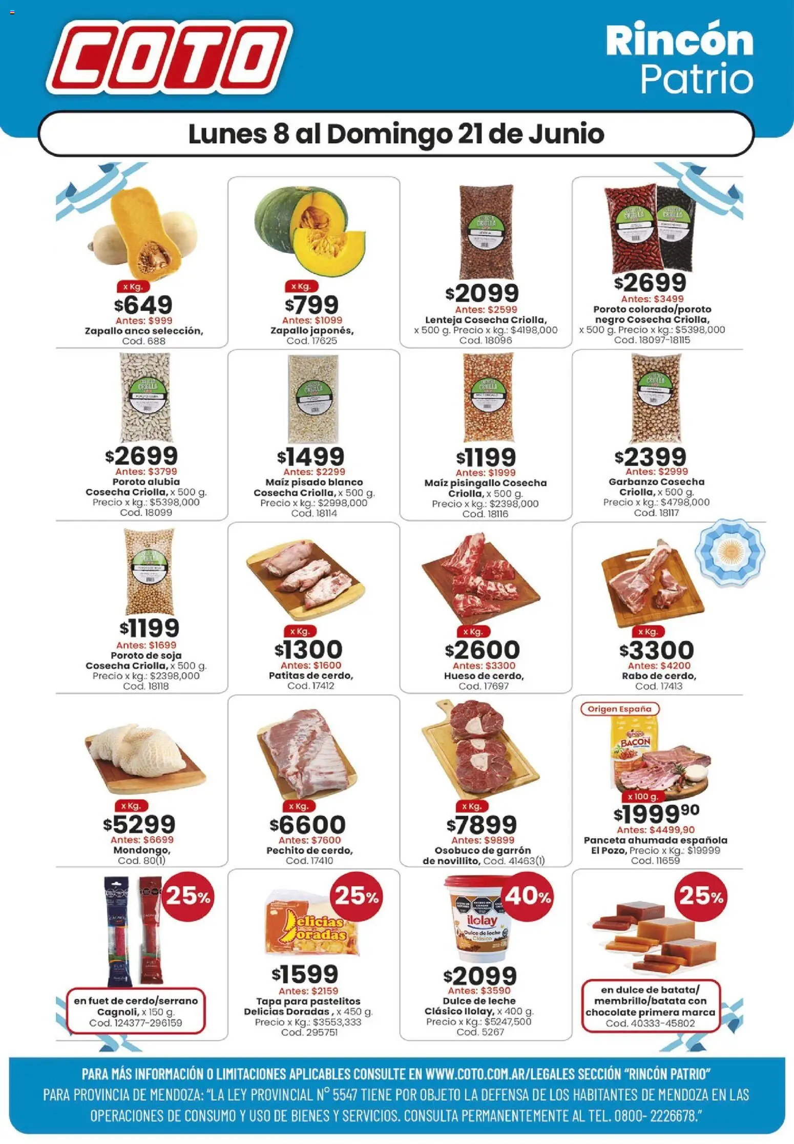 Coto - Rincon PatrioB │ válido desde el 08.06.2026 | Página: 1 | Productos: Panceta, Dulce de leche, Maiz, Chocolate